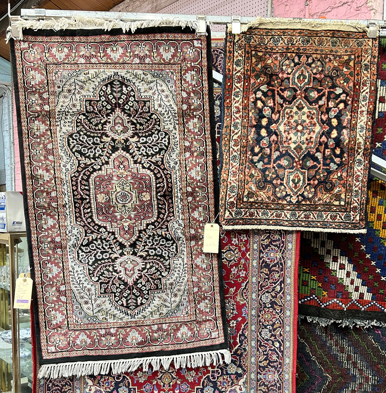 Lot of Two Small Rugs - Silk Like & Hamedan. (1 of 6)