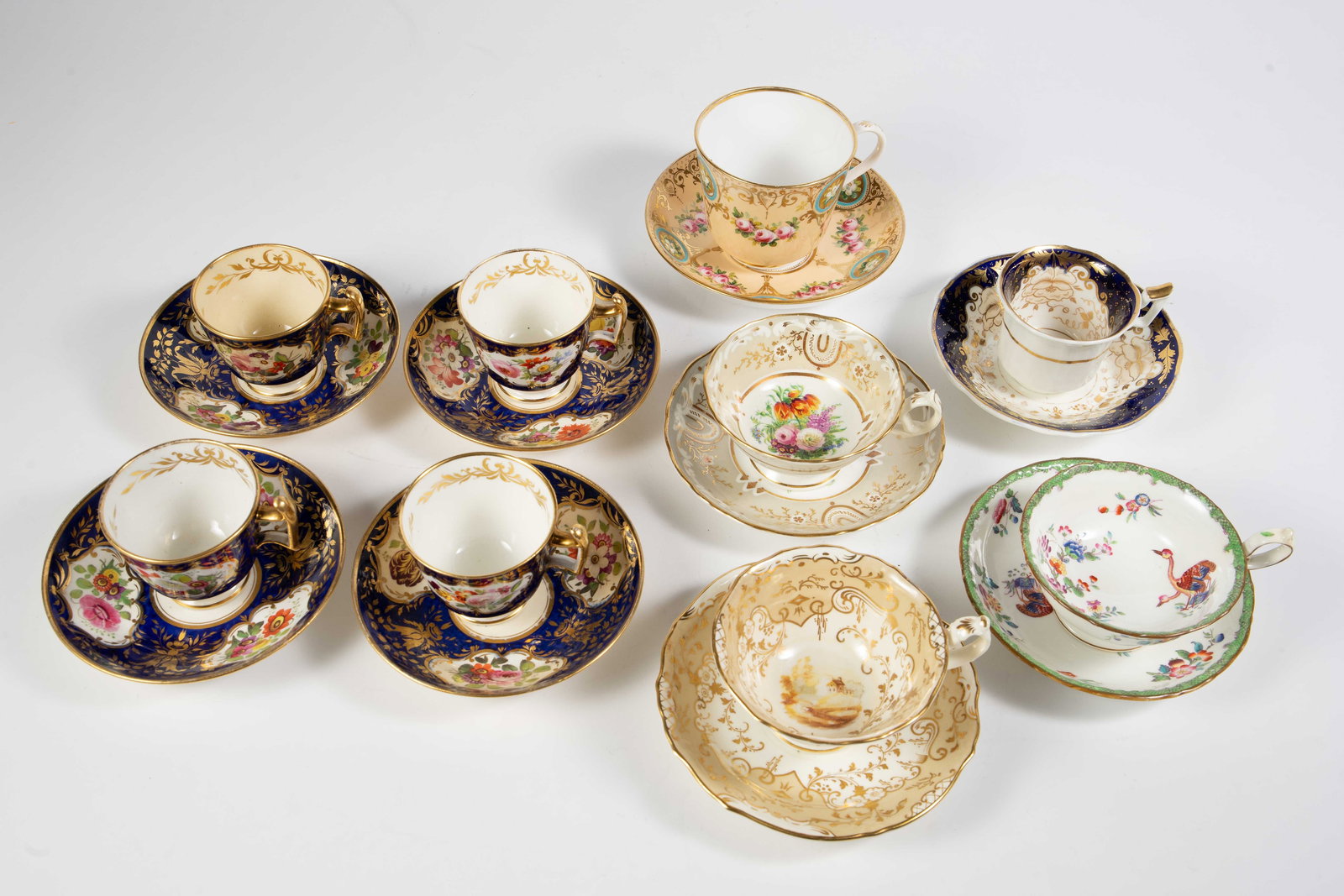 Lot 19th C. Most. English Porcelain Cups & Saucers (1 of 5)