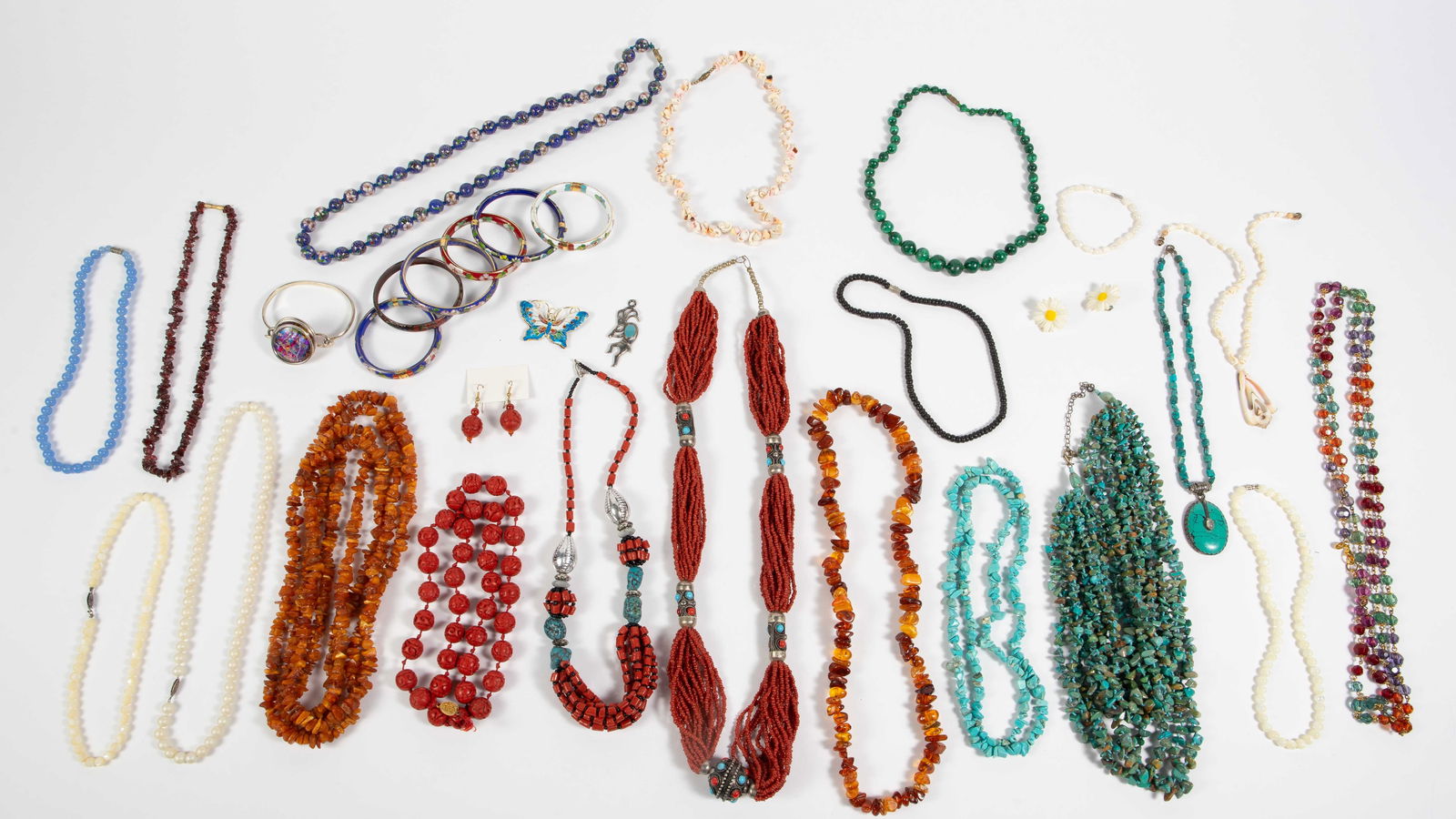 Costume Jewelry - Malachite, Coral, Amber, 925. (1 of 9)