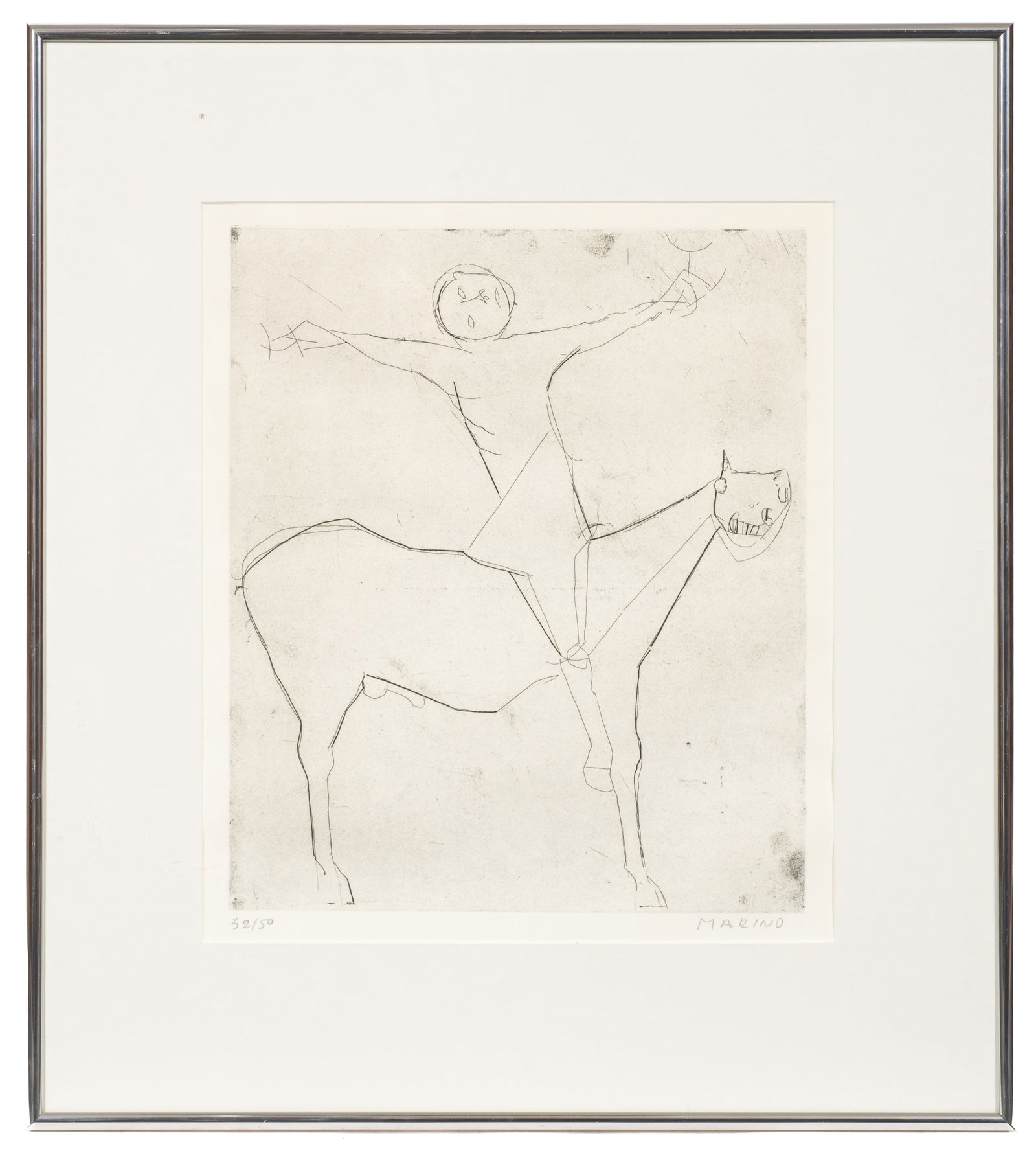 L'Invocation, Equestrian Etching by Marino Marini. - 2
