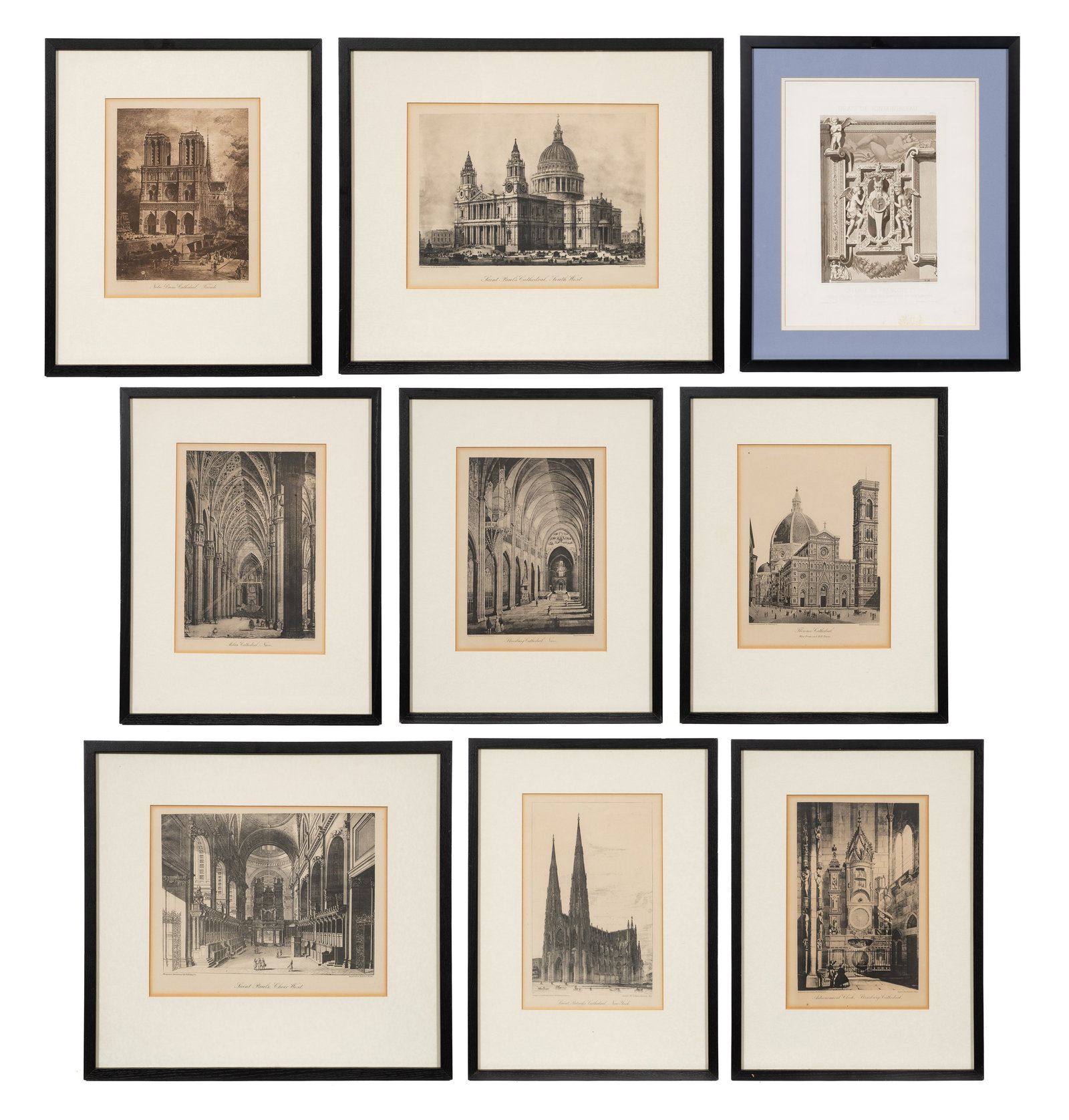 Lot of Nine Antique Architectural Framed Prints. (1 of 10)