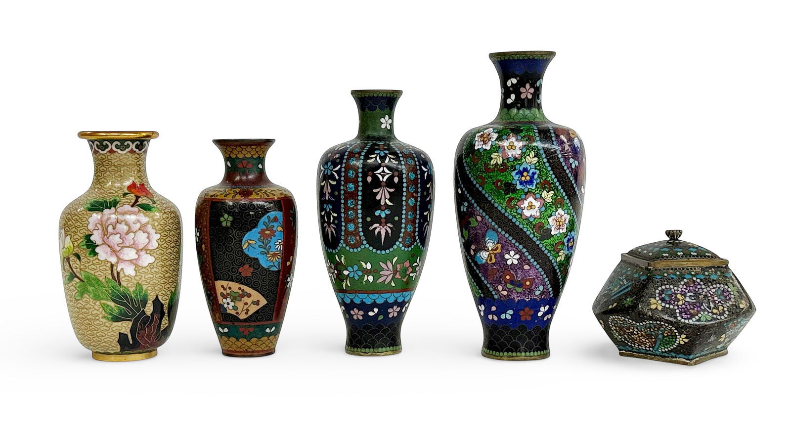 5 Cloisonne Pcs. - 4 are Japanese, Meiji Period. (1 of 4)