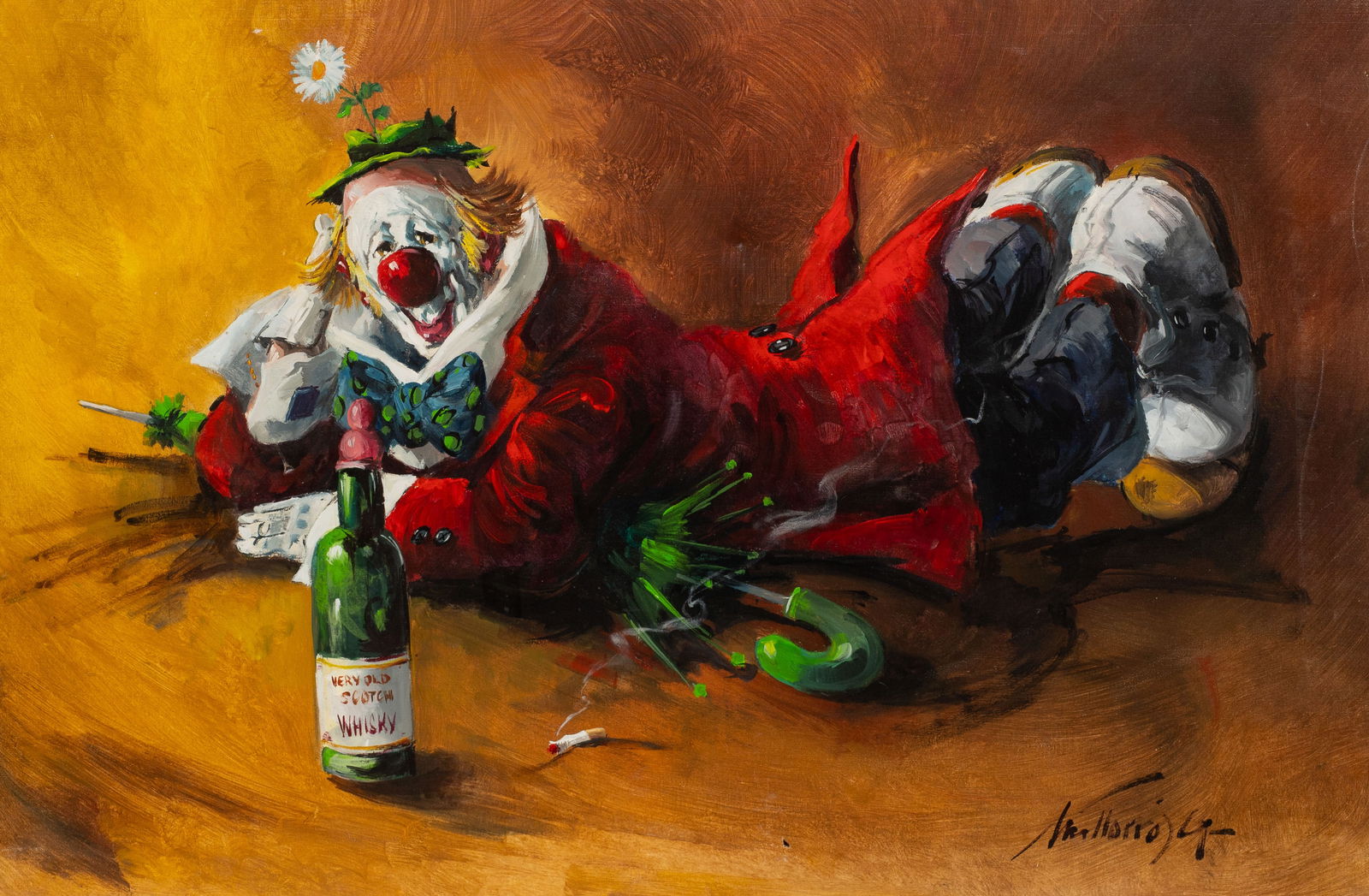 Relaxing Clown, Painting by Antoni Mut Torroja. (1 of 6)