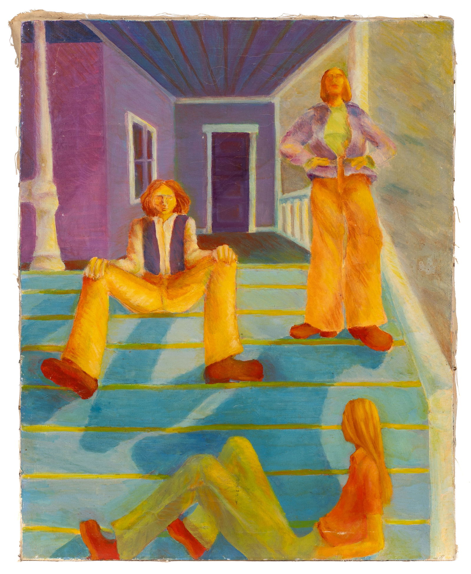 1970's Colorful Figural Painting, Unsigned. (1 of 3)