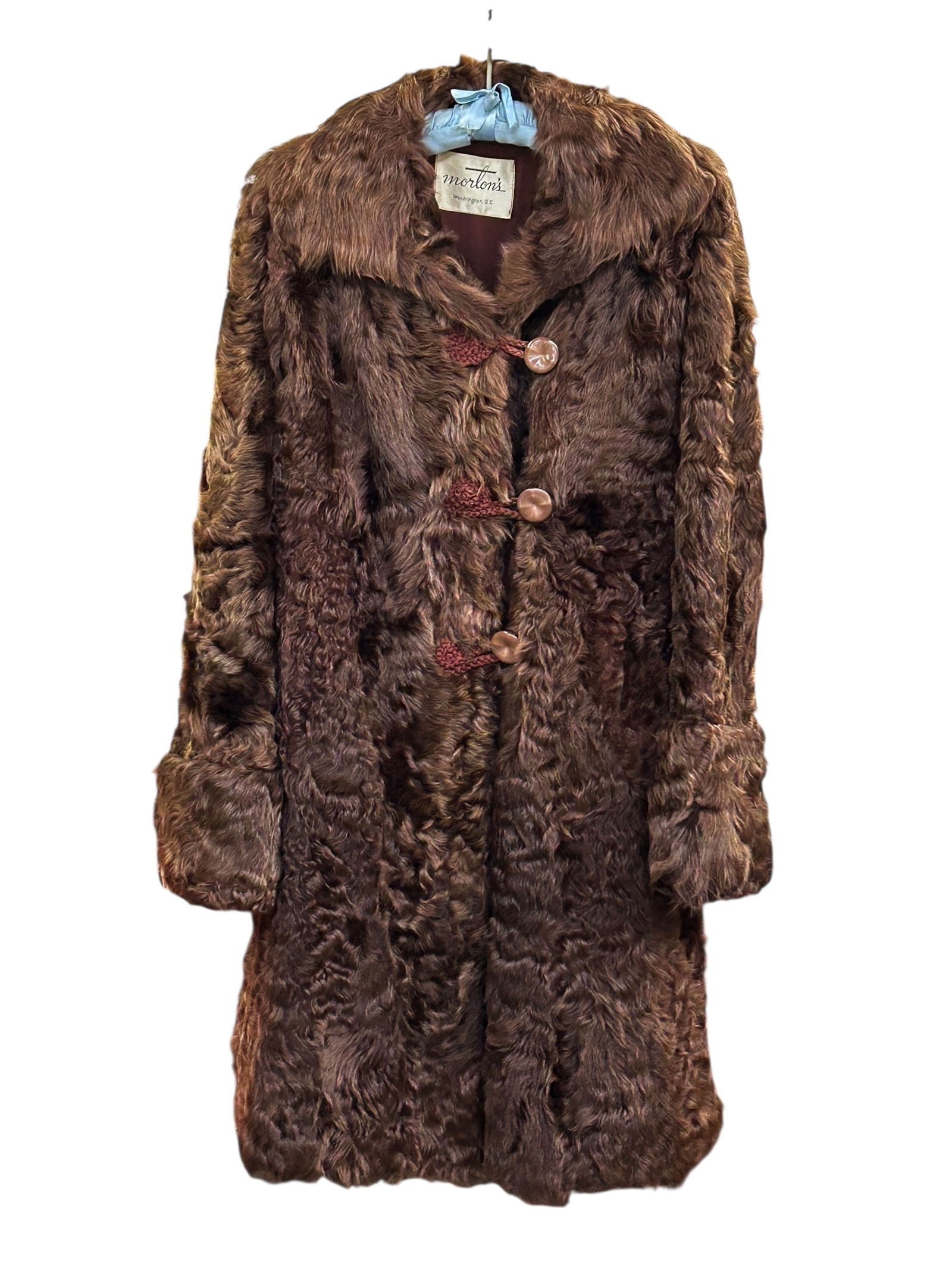 Brown Karakul or Persian Lamb A Line Fur Coat. (1 of 7)
