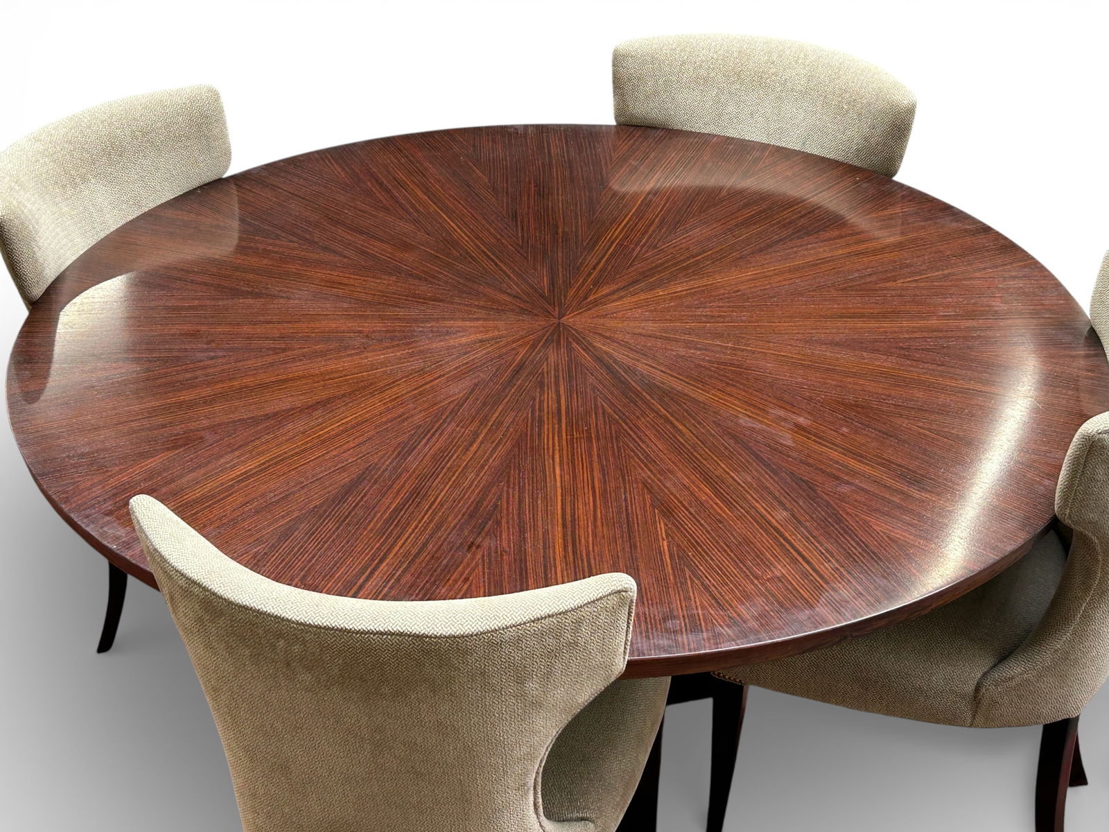 Sunburst Pattern Round Dining Table w/ 4 Chairs. - 2