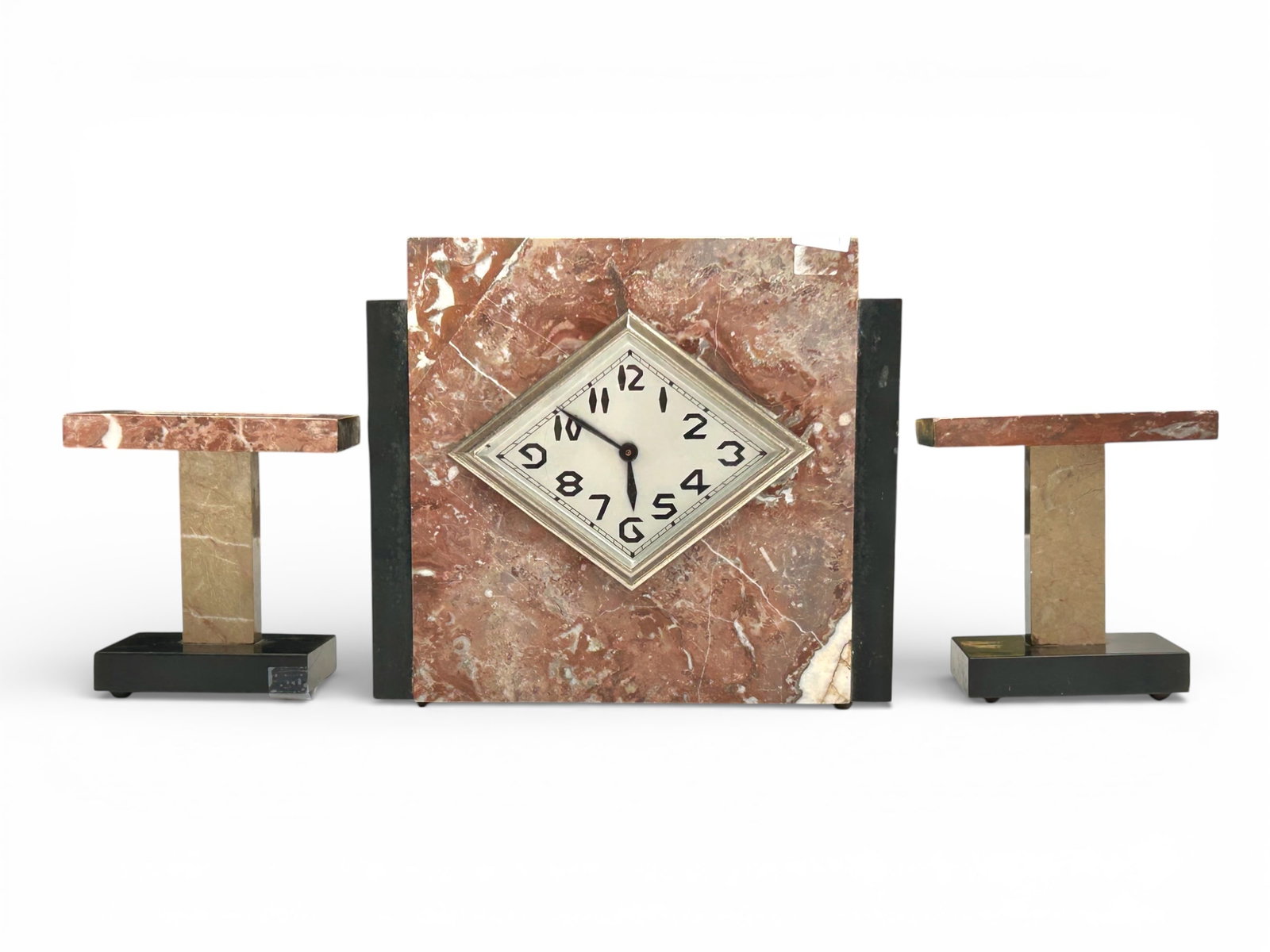 Art Deco Slate & Marble 3-Piece Mantel Clock. (1 of 7)
