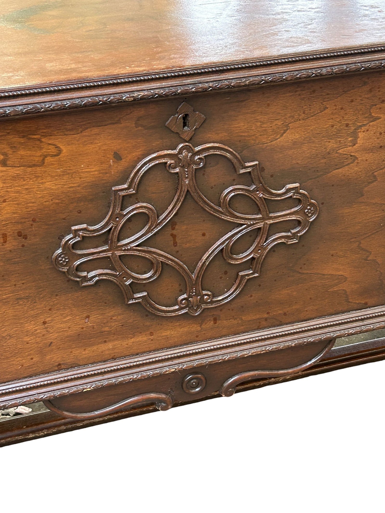 Antique Carved Walnut Trunk. - 3