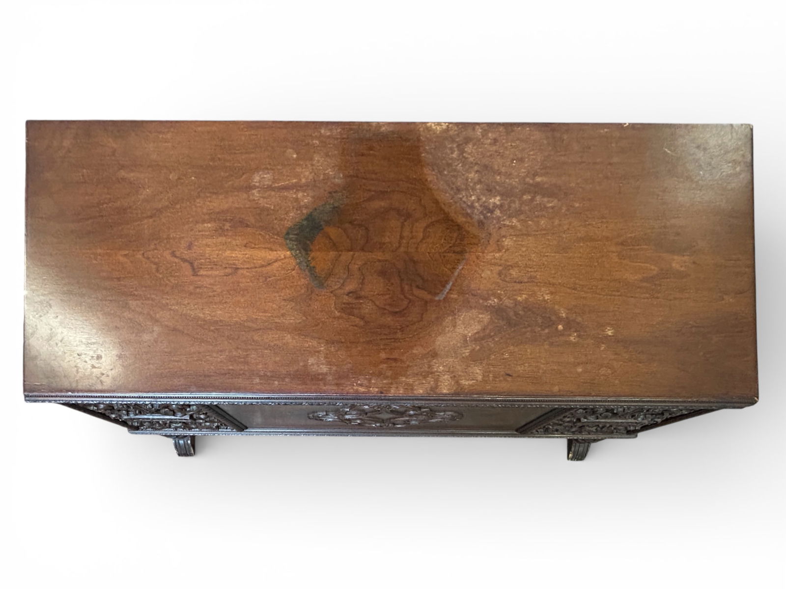 Antique Carved Walnut Trunk. - 6