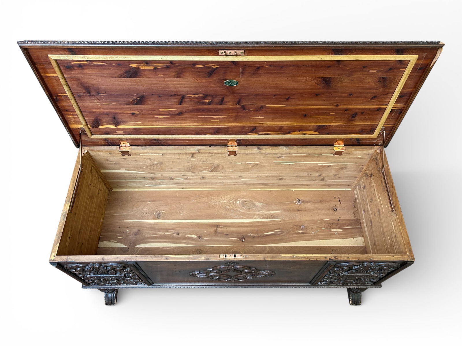 Antique Carved Walnut Trunk. - 7