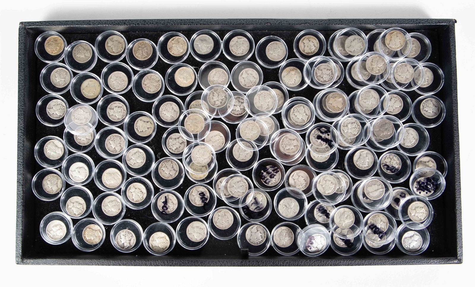 Lot of 108 Circulated Silver Dimes, Mostly Mercury (1 of 7)