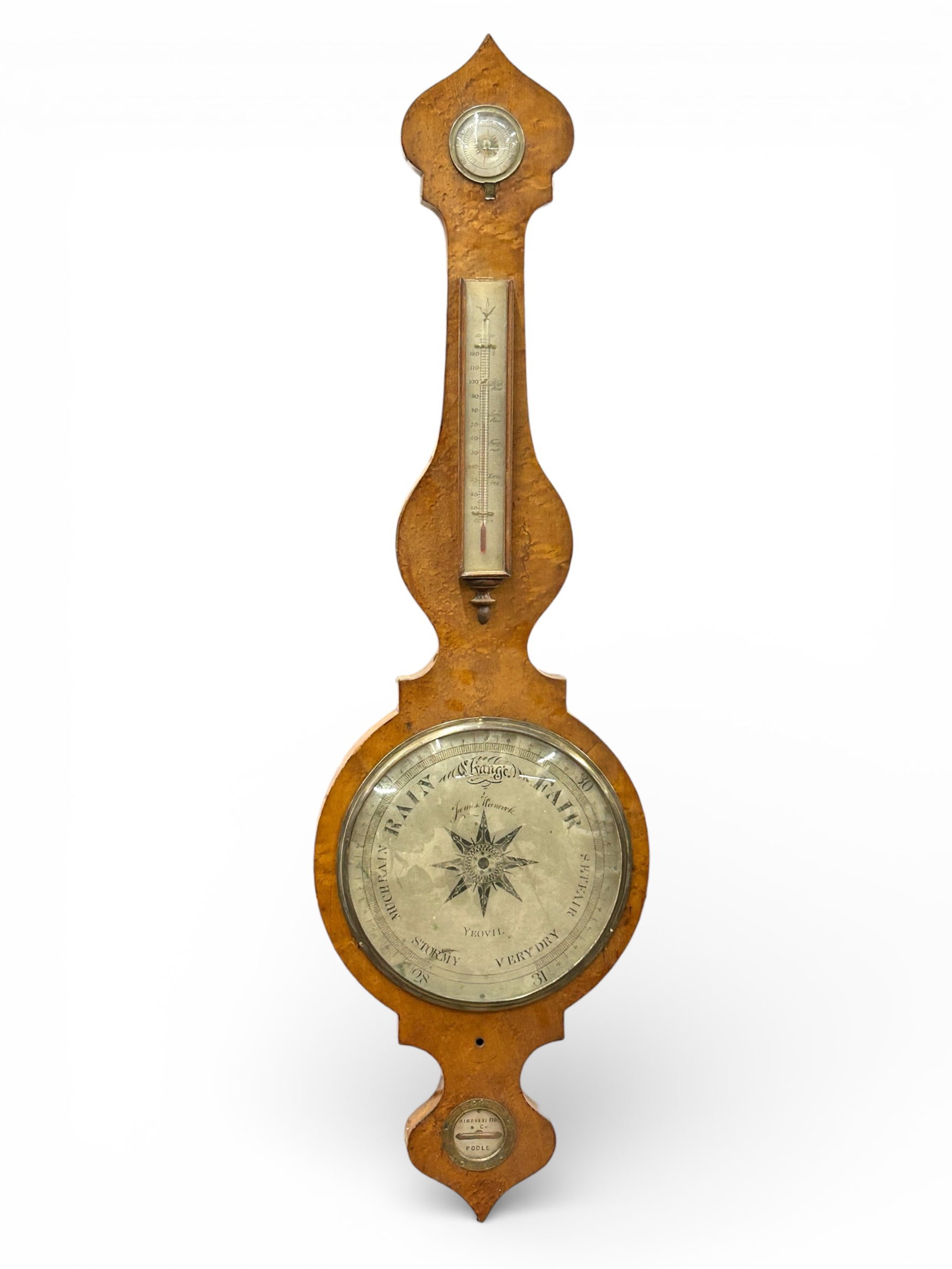 Primavesi Bros. & Co. Burled Wood Banjo Barometer. (1 of 5)