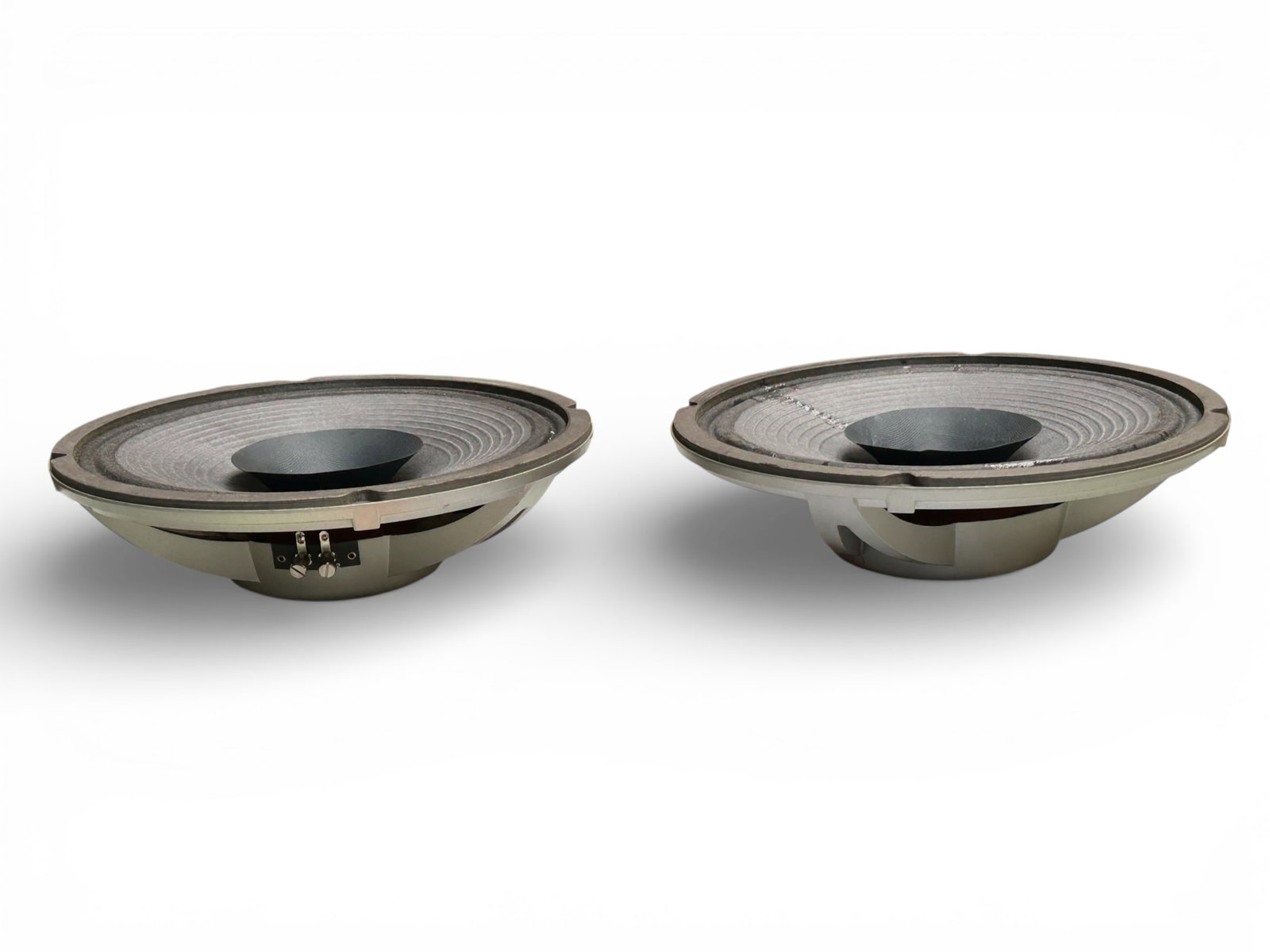 Pair of Electro-Voice Full Range Speakers.: The speakers are model MC12A. They have been professionally repaired and are in working condition. They measure 4 1/2" x 11 1/2" x 11 1/2". There are some scratches and stains on the items.