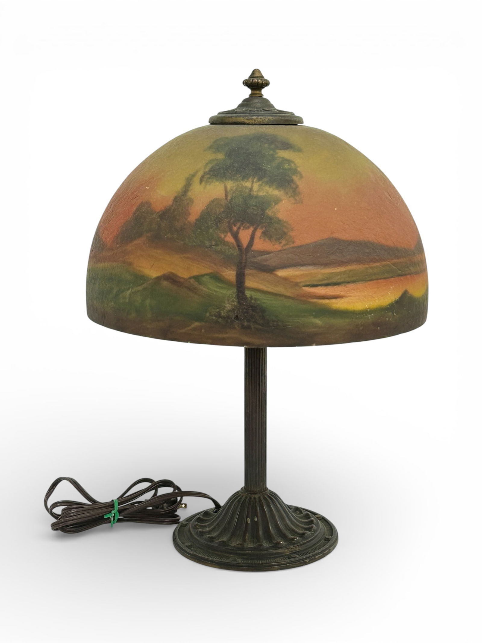 Antique Lamp w/ Reverse Painted Glass Shade. (1 of 11)