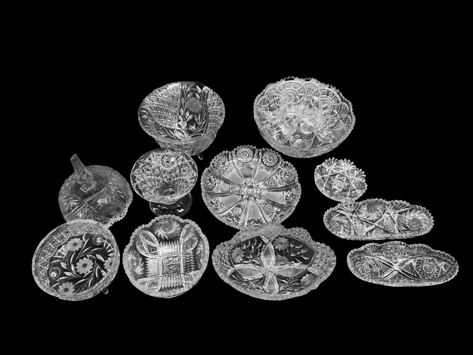 Lot of Cut Crystal Inc. Brilliant, Punch Bowl, Etc (1 of 3)