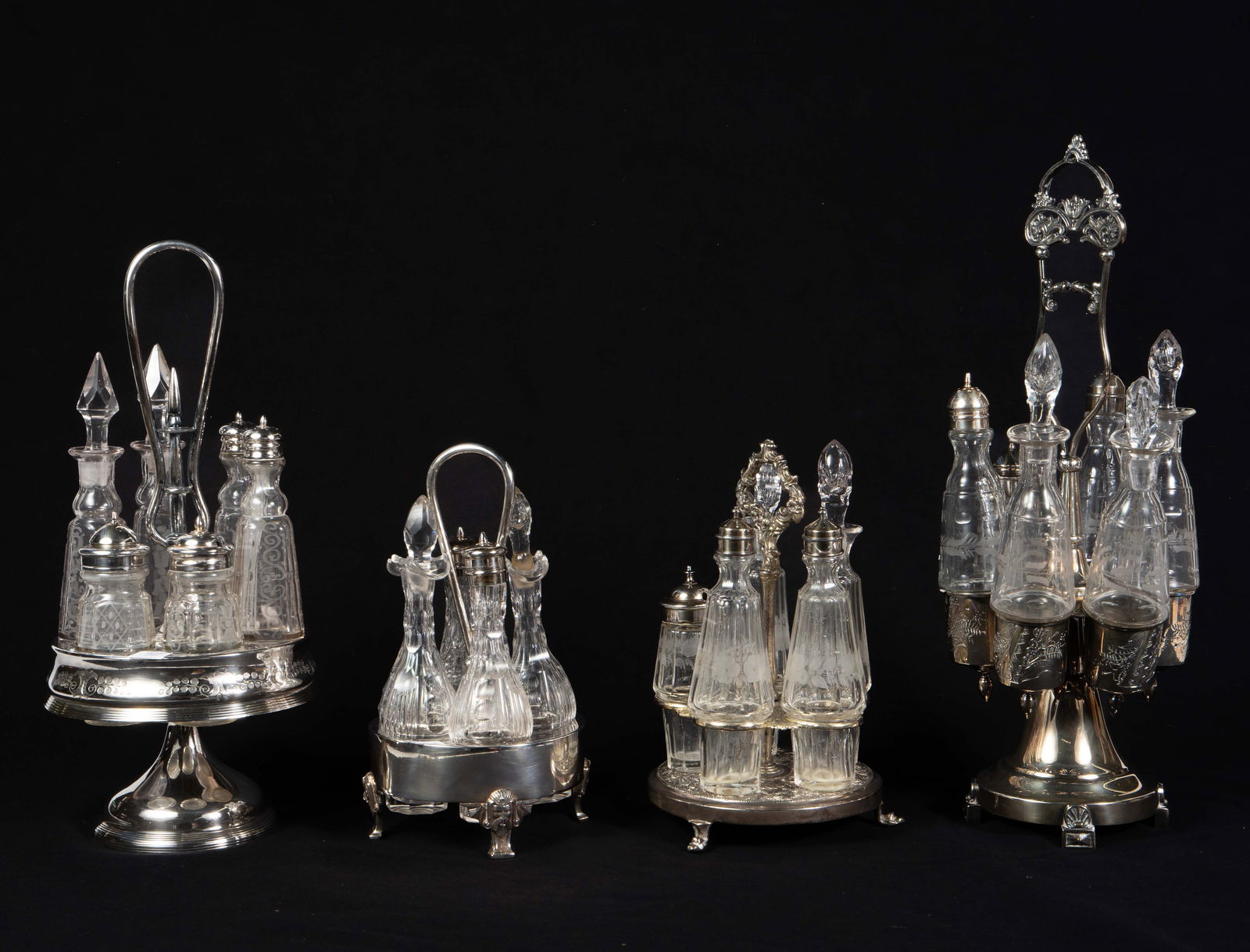 Lot of 4 Silverplate Cruet Sets - Reed & Barton. (1 of 8)