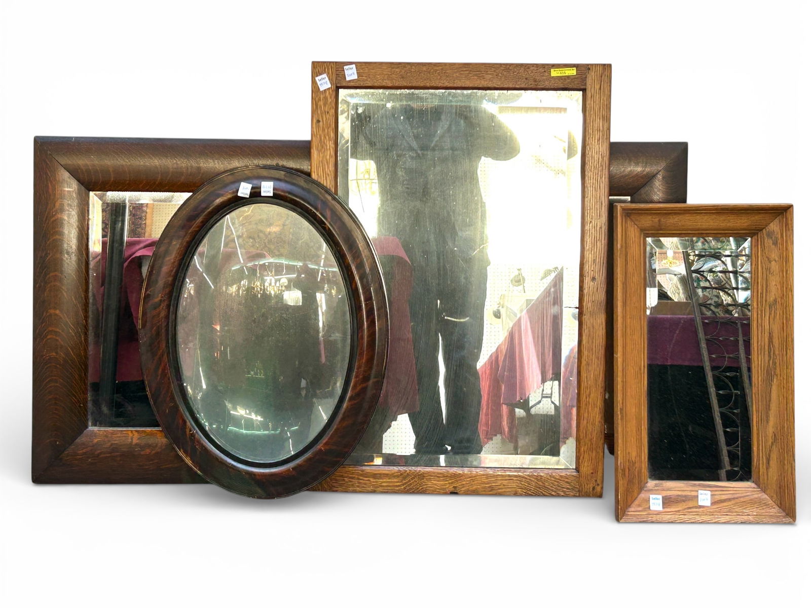 Lot of Four Oak & Mahogany Mirrors. (1 of 13)