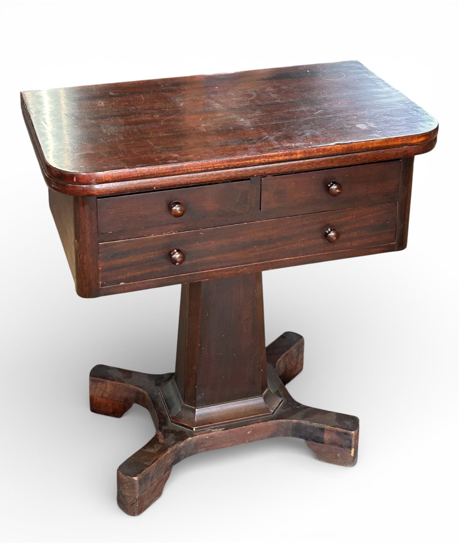 Antique Empire Style Flip Top Pedestal Table. (1 of 8)