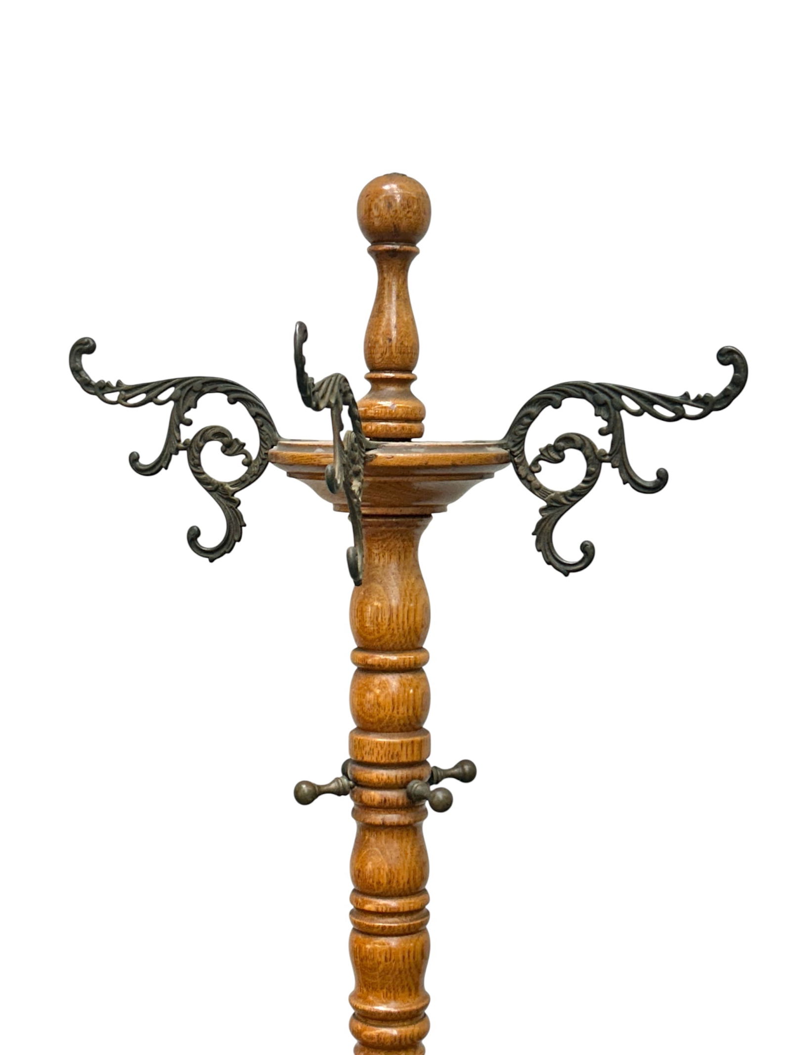 Antique Oak Coat Rack. - 2