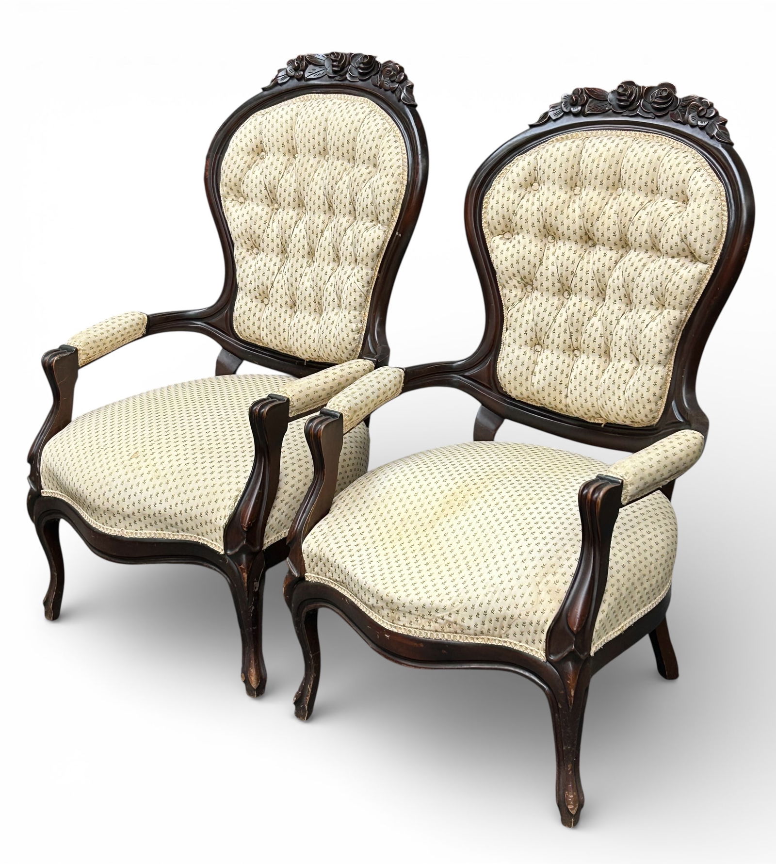 Pair of Carved Victorian Armchairs. (1 of 7)