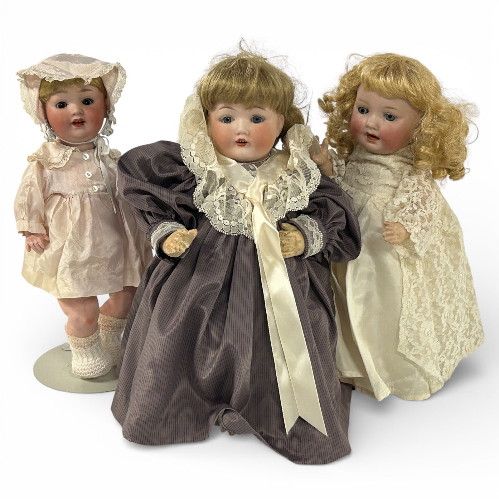 Lot of 3 Bisque Dolls inc. Sleepy - Fulper 17". (1 of 10)