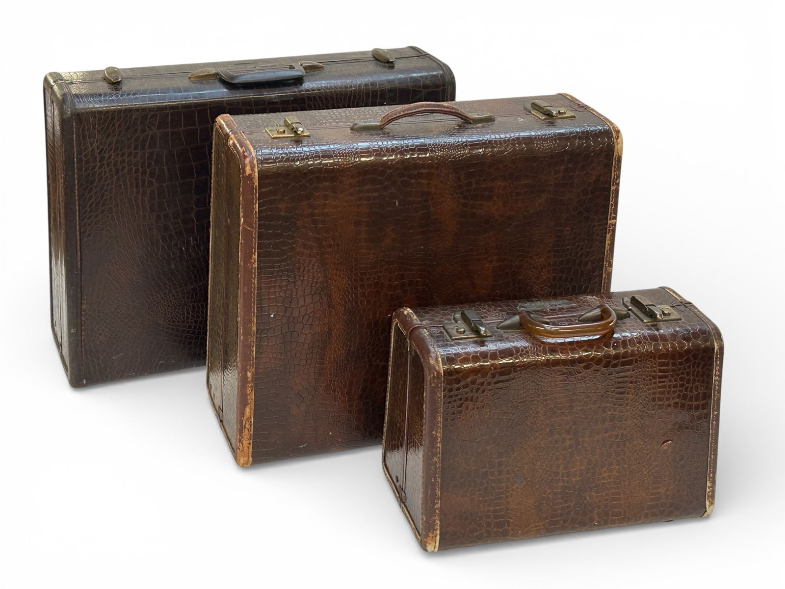 3 Pcs. Samsonite Schwayder Faux Crocodile Luggage. (1 of 18)