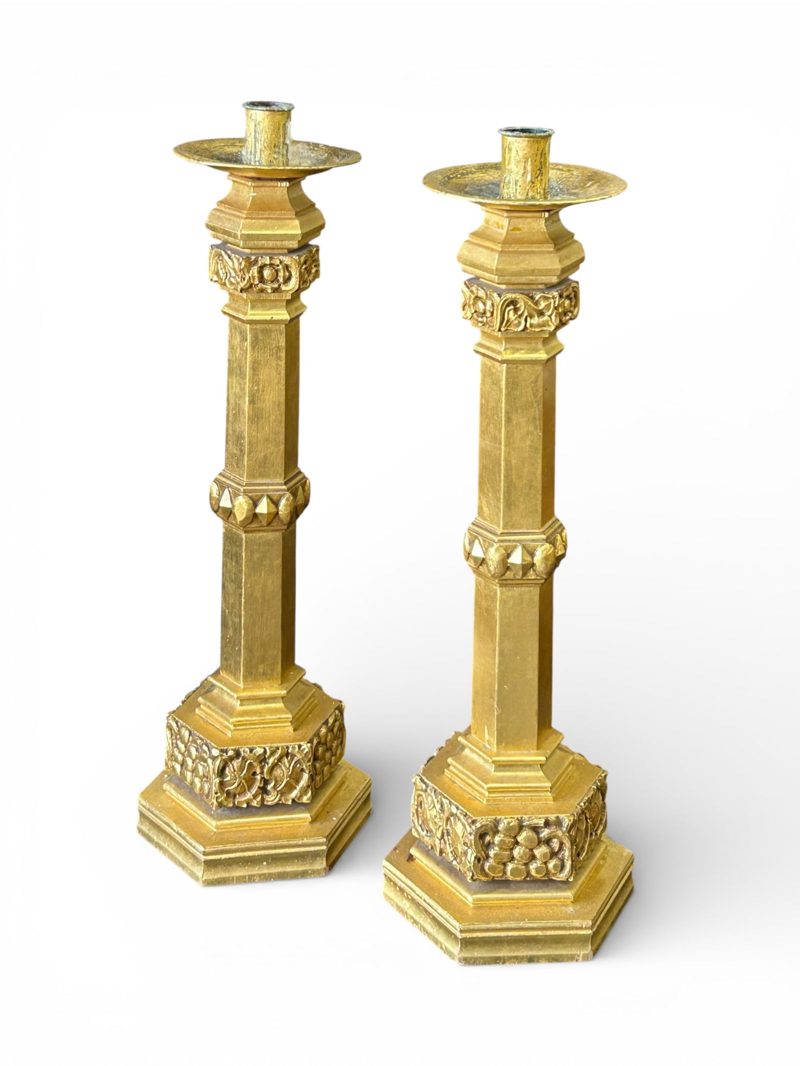 Ornate Giltwood Altar Candlesticks. (1 of 6)