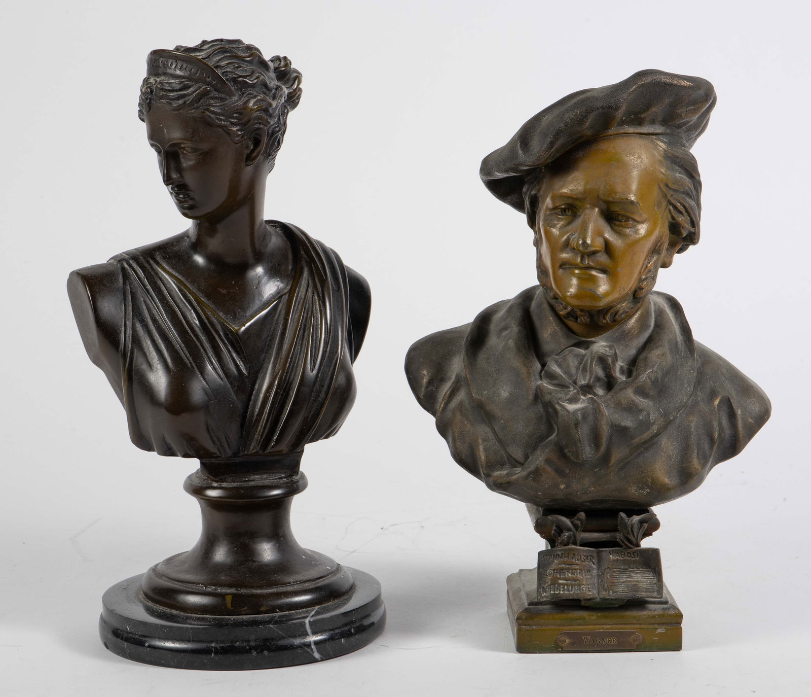 Lot of 2 Busts- Diana Goddess, Composer Wagner. (1 of 4)