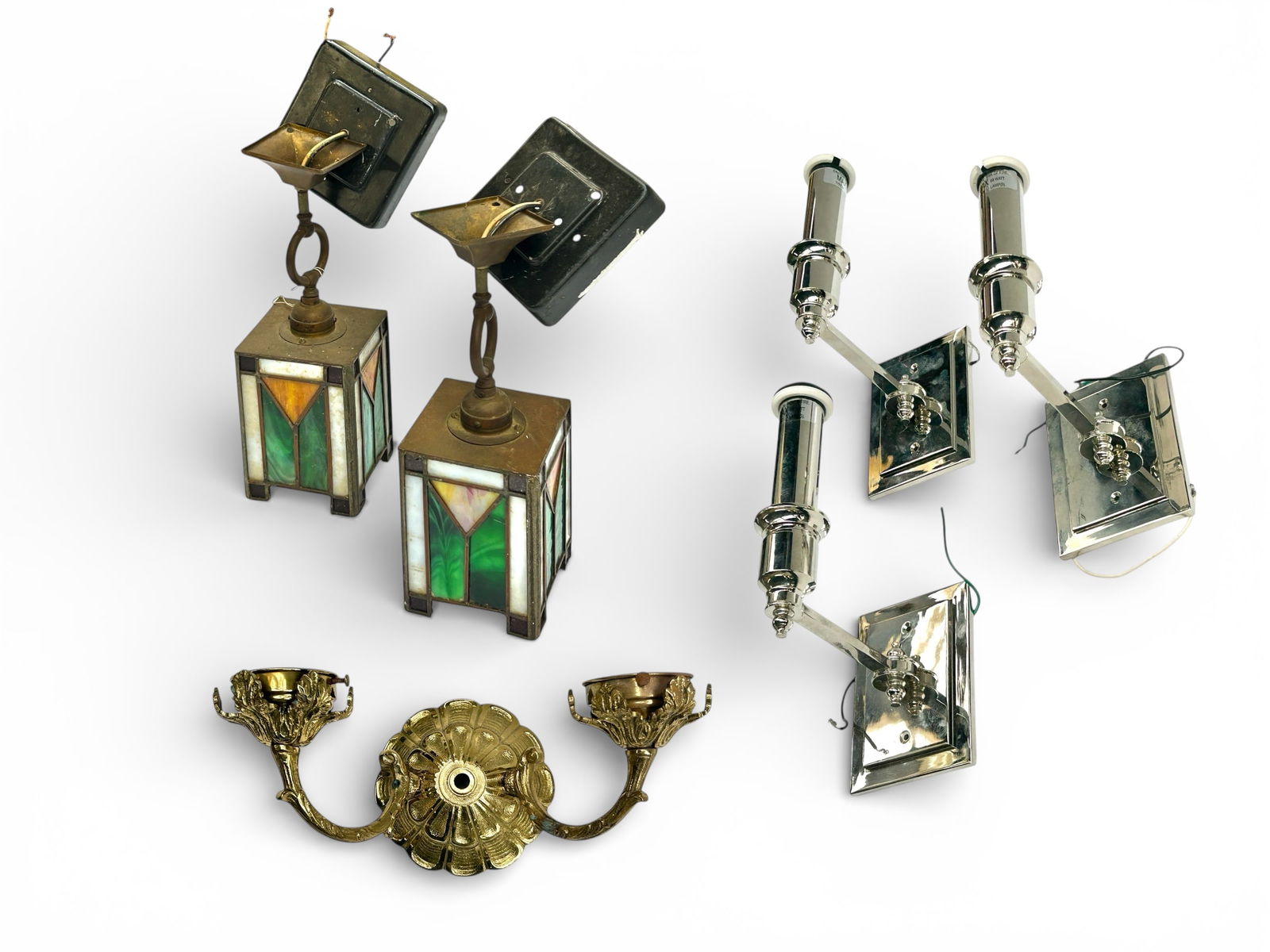 6 Asst. Sconces, inc. Stained Glass by Moe Lights. (1 of 13)