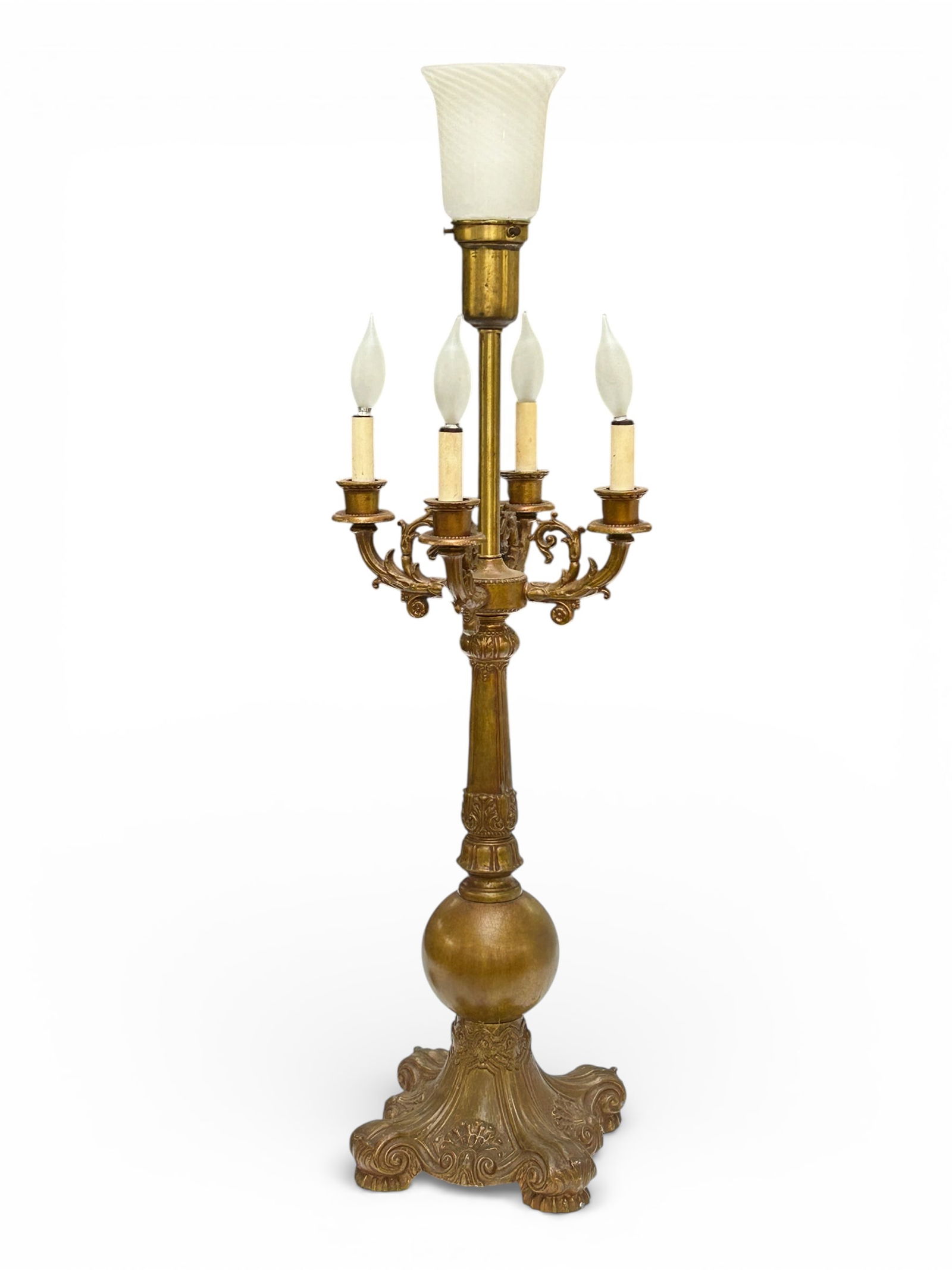 37" 4-Arm Candelabra Lamp w/ Scrolled Feet. (1 of 5)