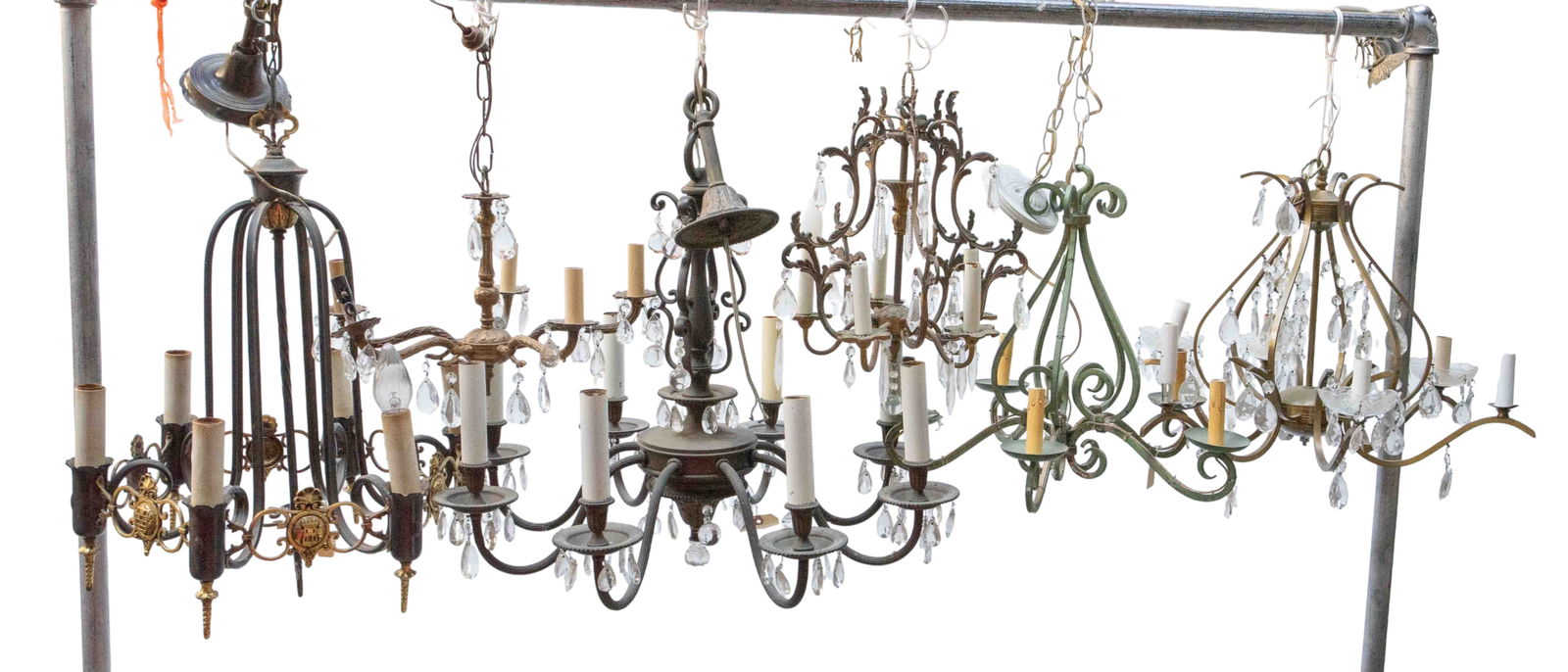 6 Metal Chandeliers - Brass, Iron, Prisms, Etc. (1 of 7)