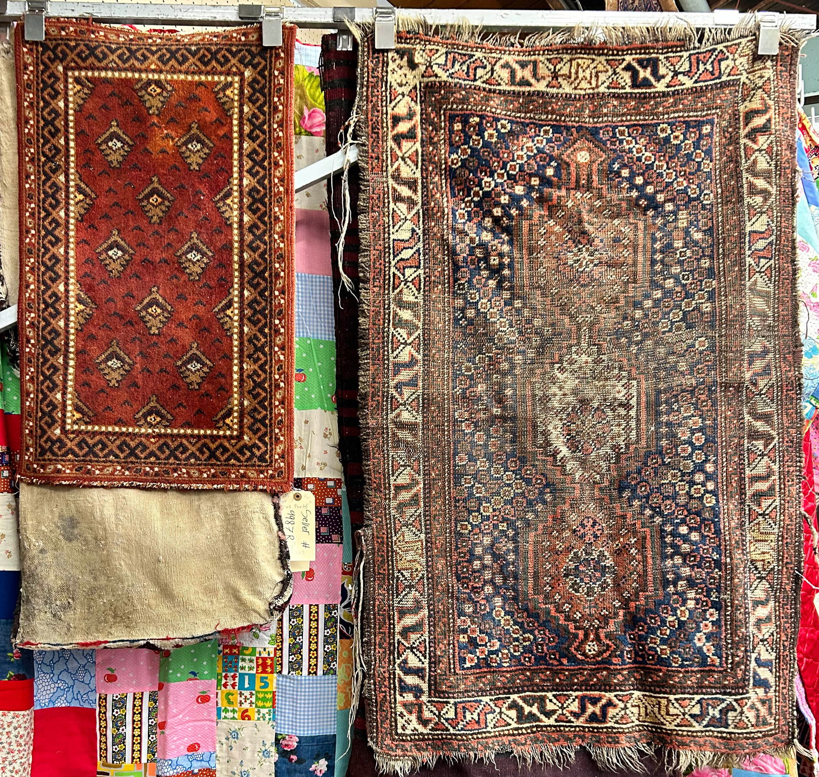 Lot of 2 Small Rugs, One Hand-Woven. (1 of 5)
