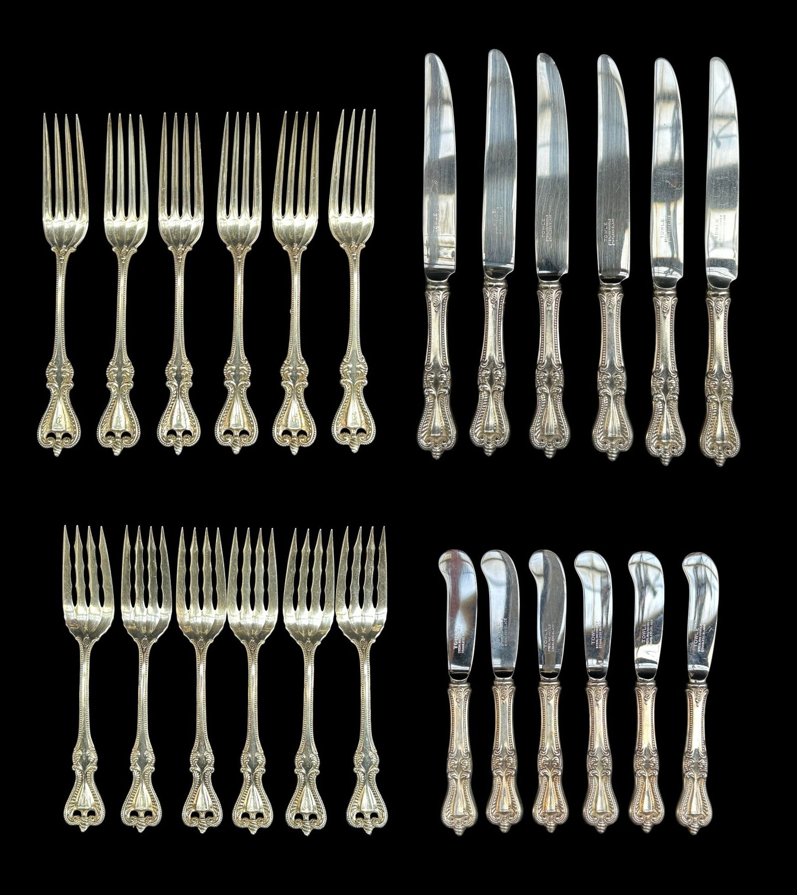 24 Pc. Towle Old Colonial Sterling Flatware Set. (1 of 17)