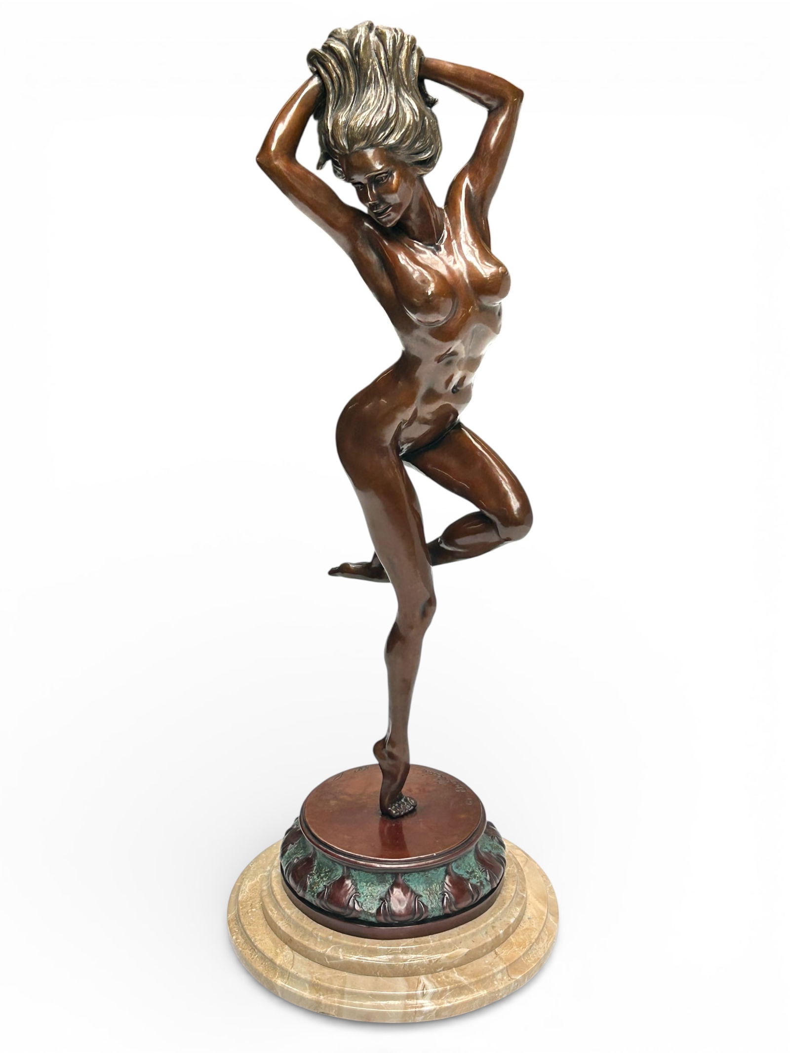 27" Bronze Nude, Signed, "De L'Esprie". (1 of 8)