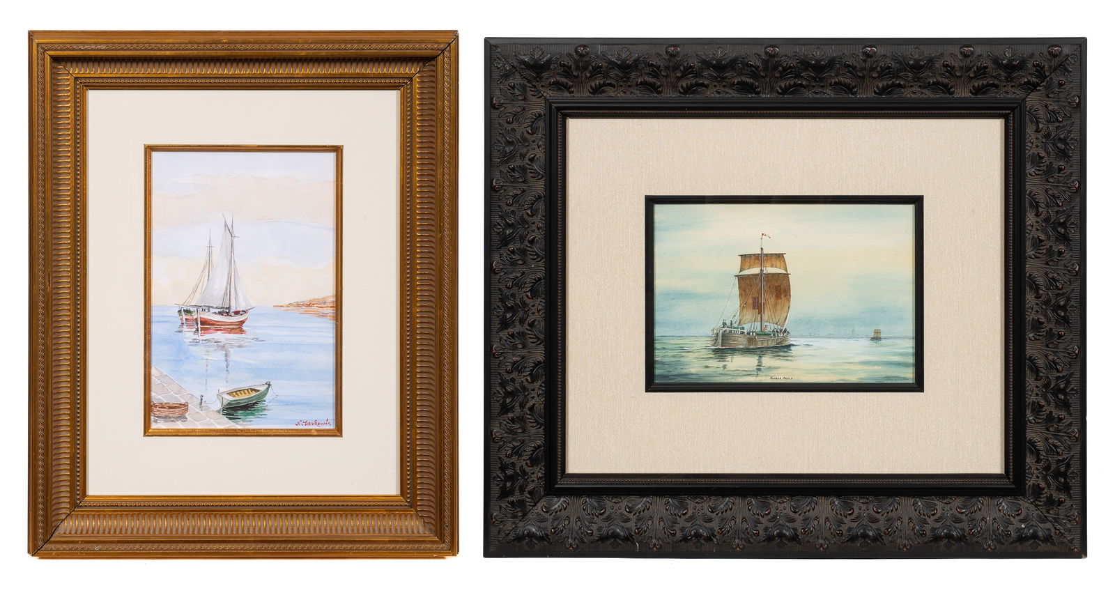 Lot of Two Maritime Watercolor Paintings. (1 of 13)
