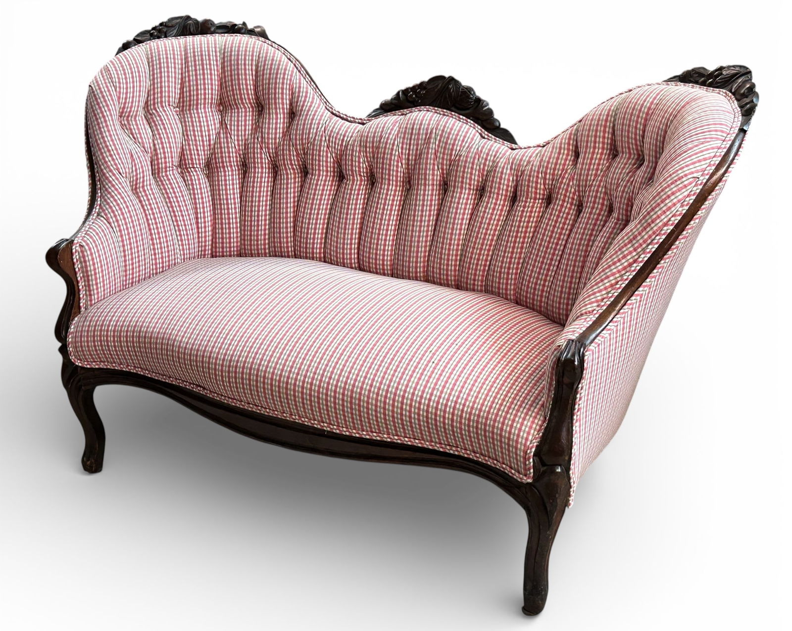 Carved Victorian Settee. (1 of 7)