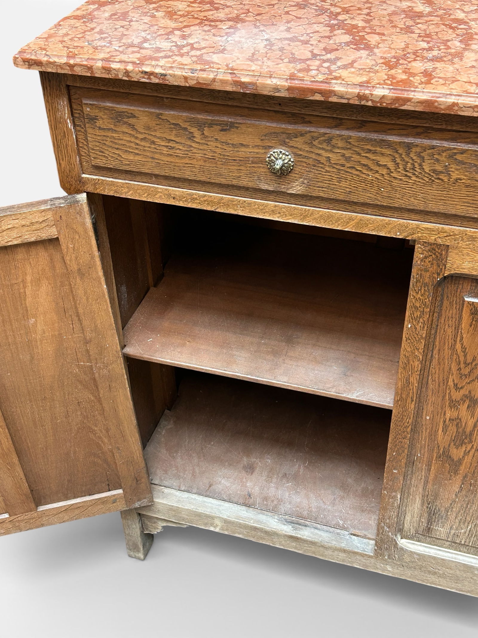 Marble Top Oak Sideboard. - 9