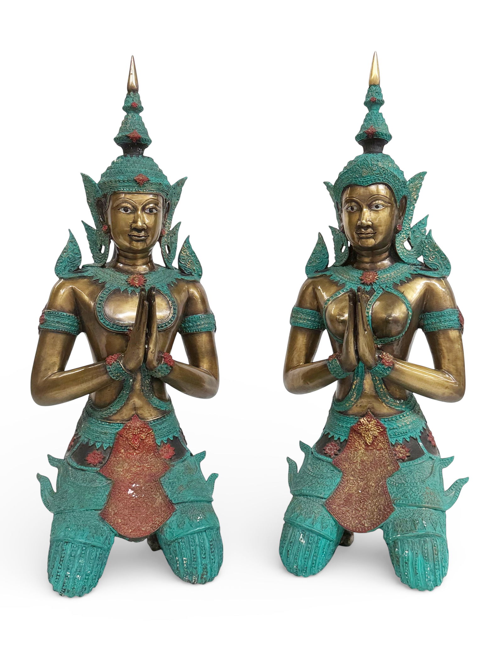 Pair of Thai Bronze Temple Guardian Sculptures. (1 of 5)