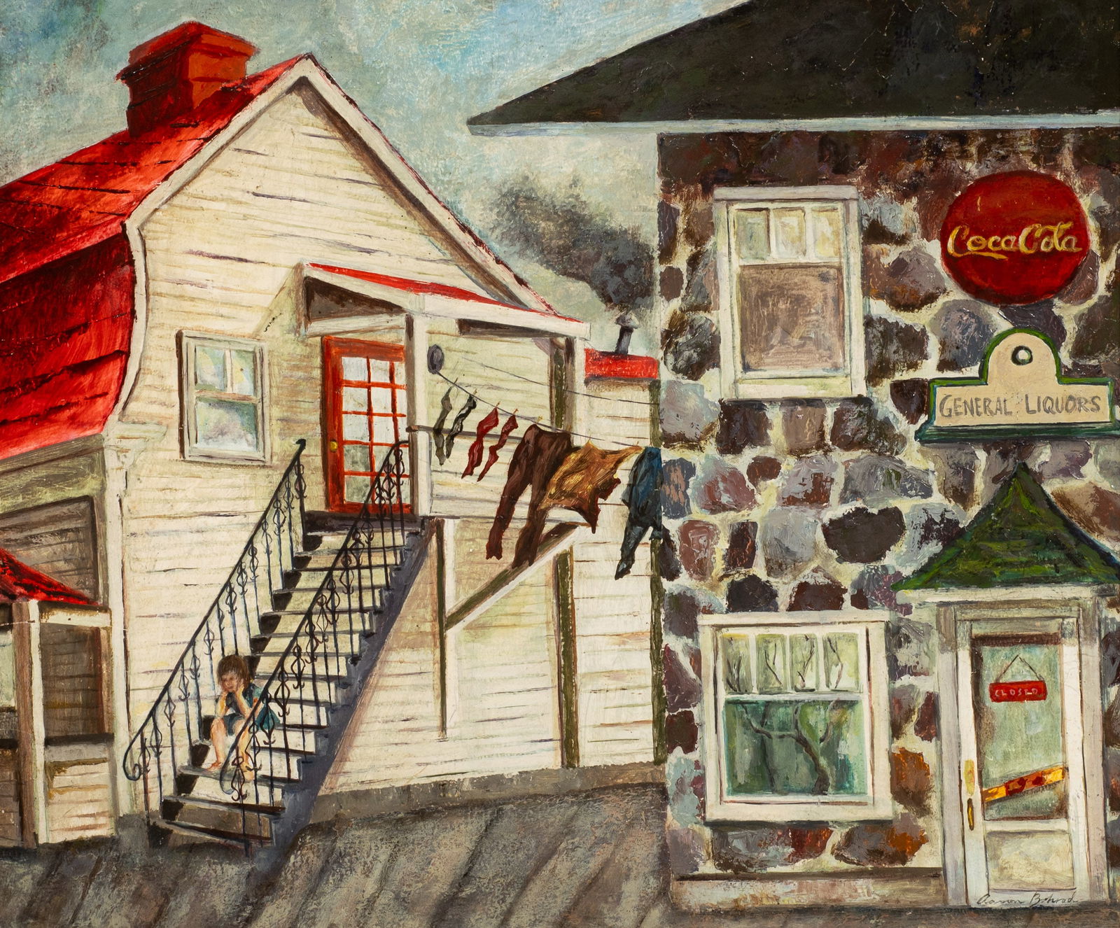 Painting of Storefront and Home, Aaron Bohrod. (1 of 5)