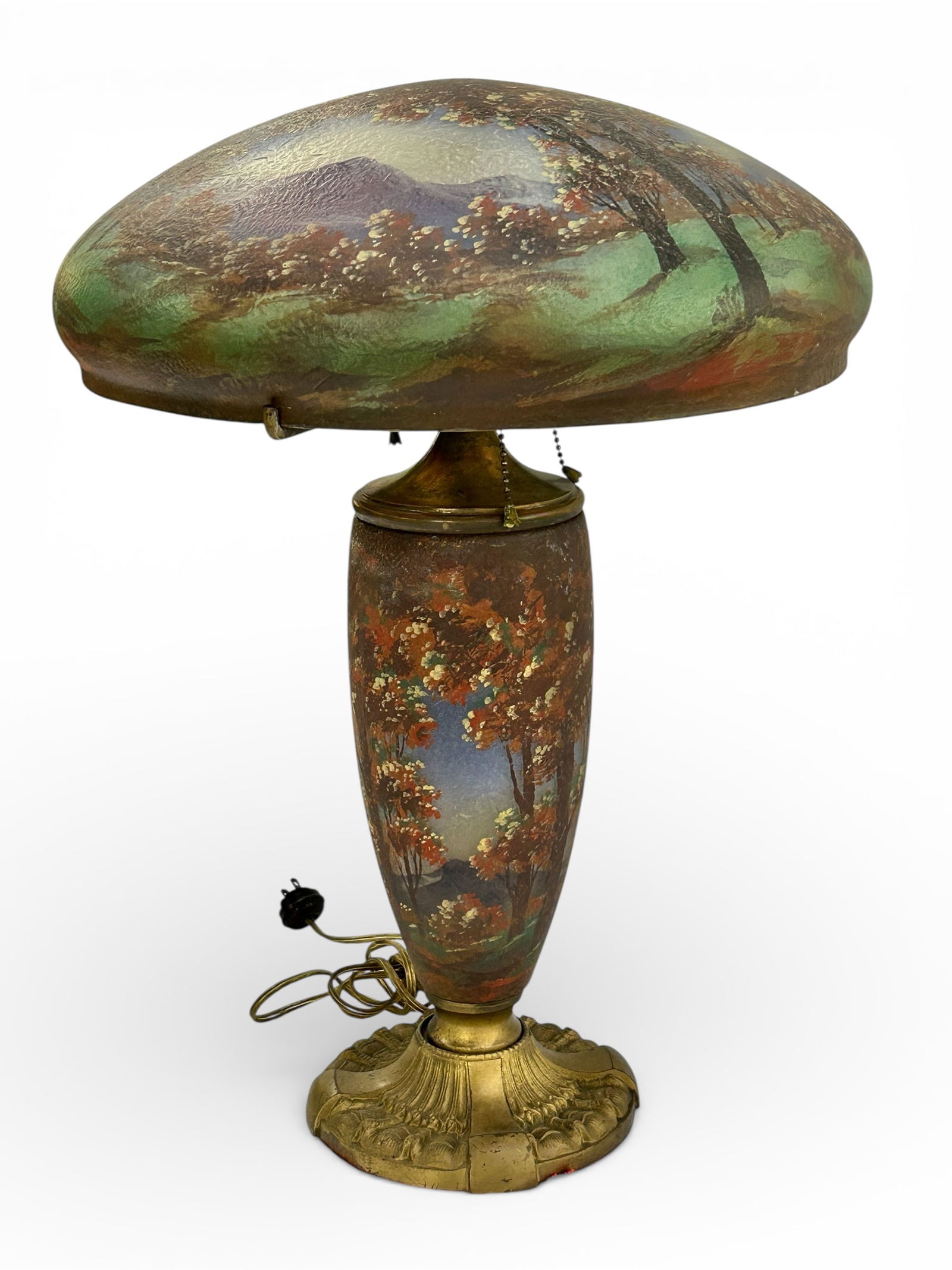 Pittsburgh Hand Painted Glass Lamp & Shade. (1 of 11)