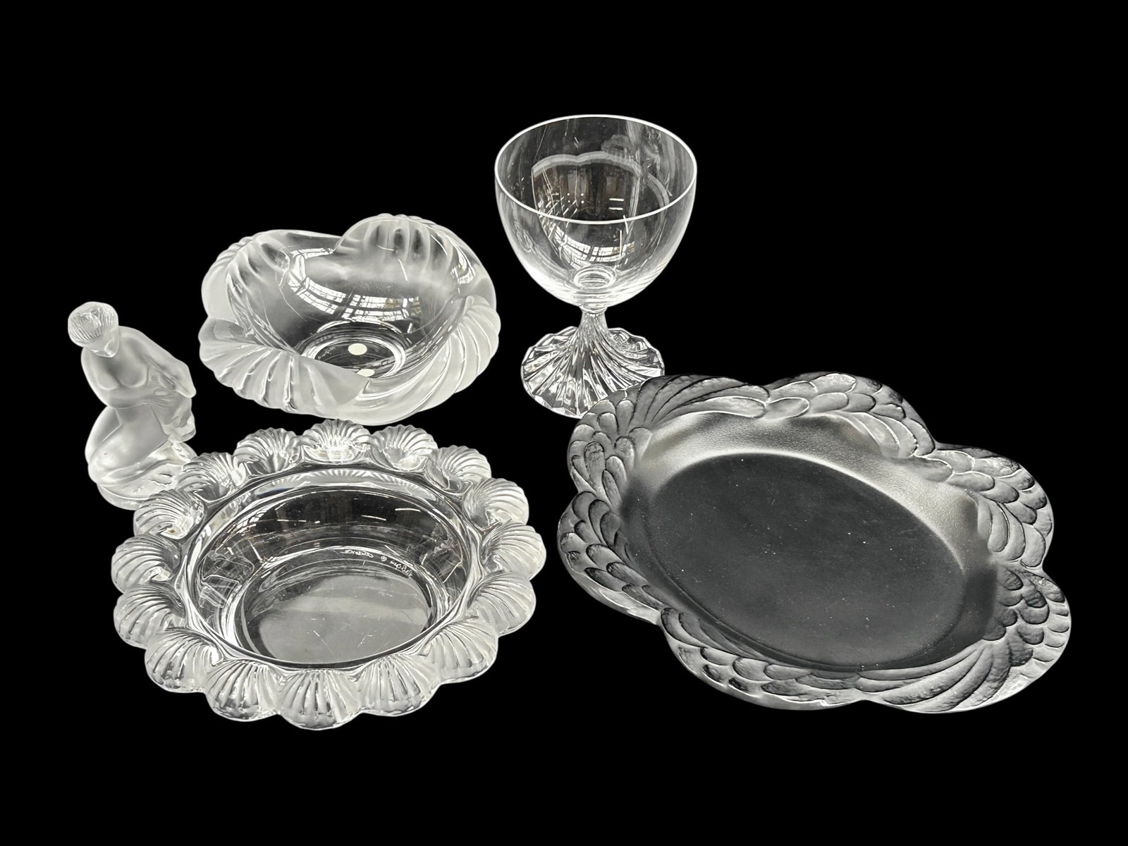 Lot of 5 Lalique Crystal Items - Bowls, Nude, etc. (1 of 20)