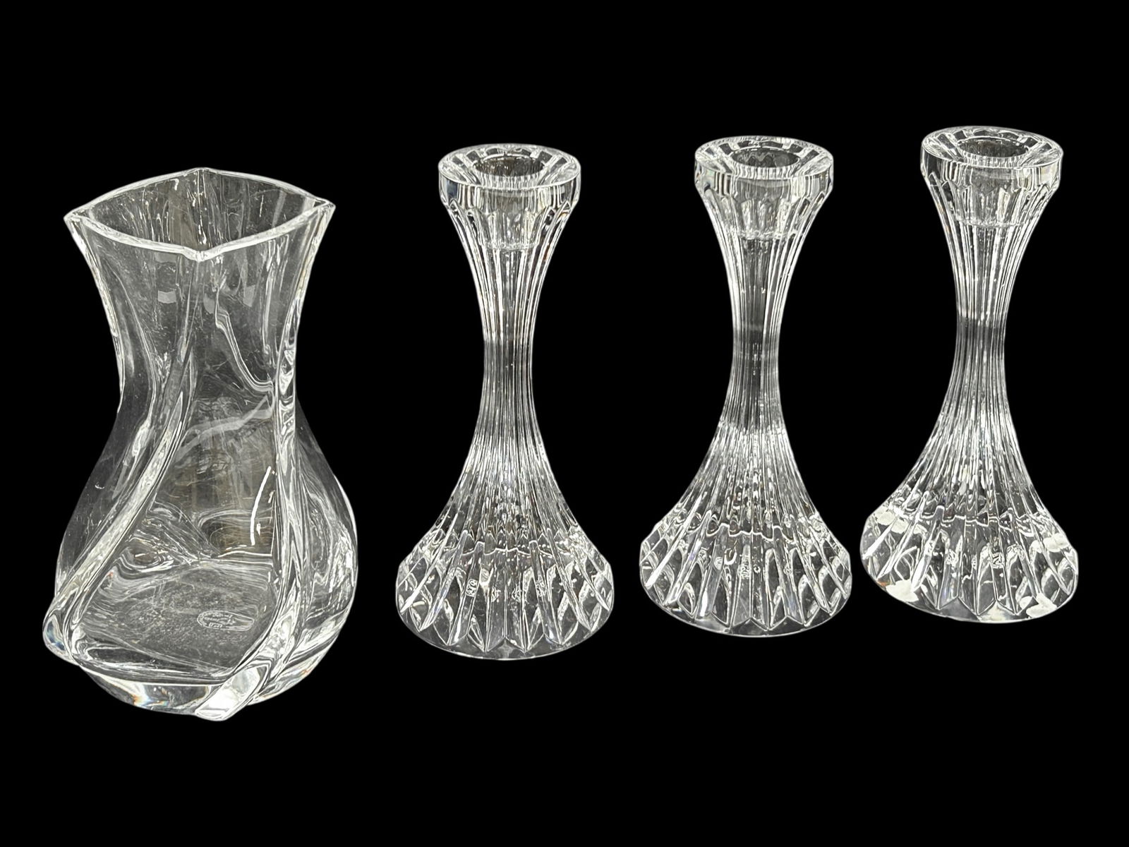 Lot of 4 Baccarat Pcs.- Candlesticks & Vase. (1 of 10)