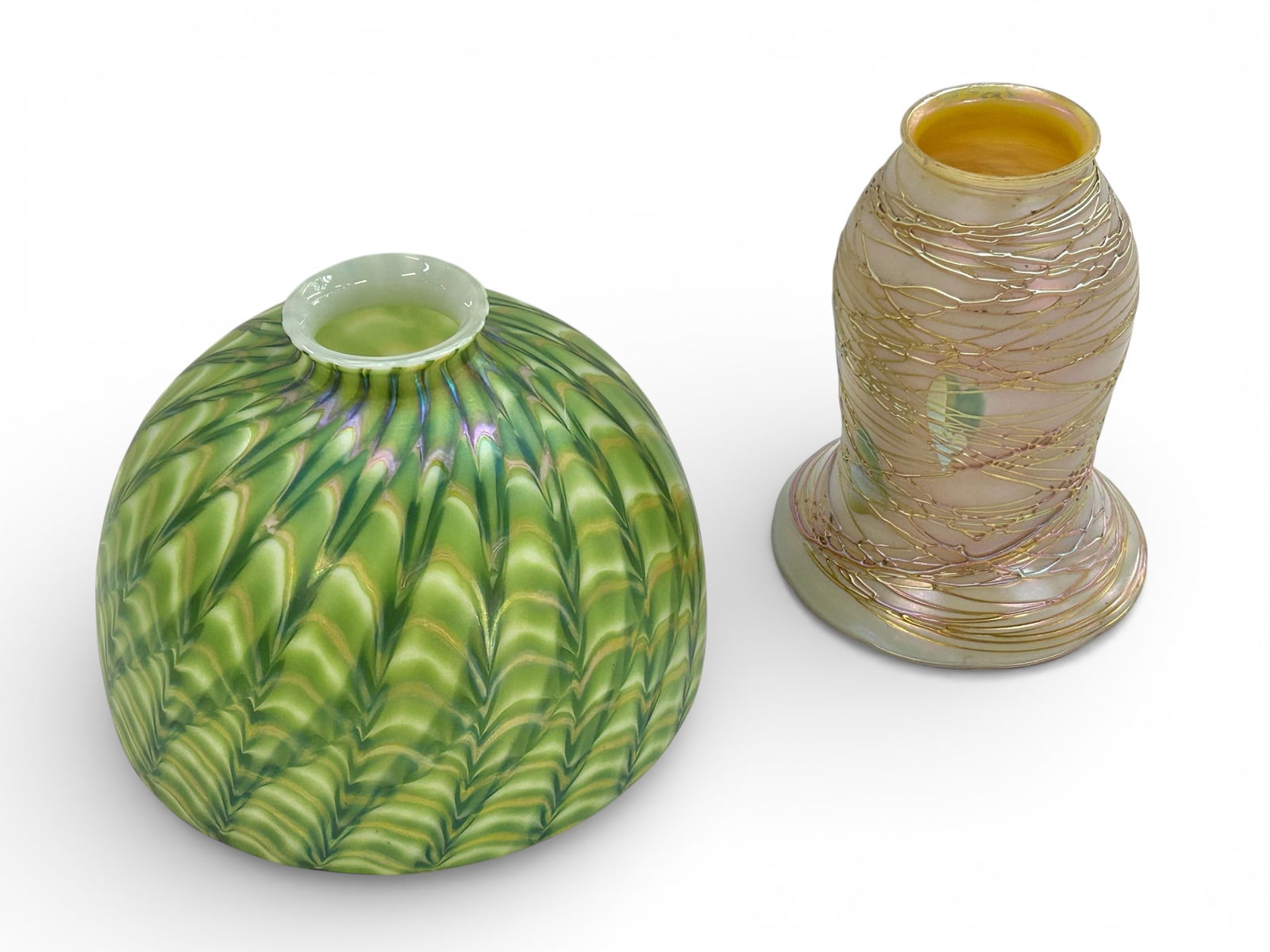 Lot: Quezal & Lundberg Art Glass Lamp Shades. (1 of 18)