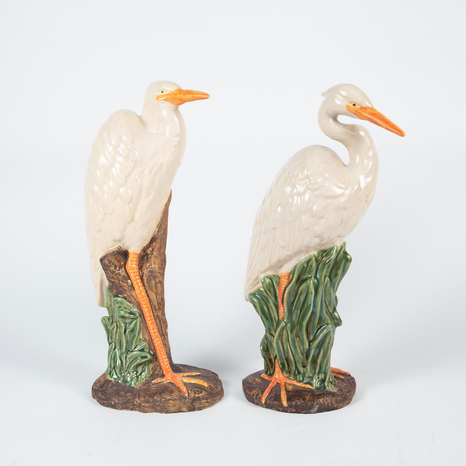Pair of 17" Painted Crane or Heron Sculptures. (1 of 5)