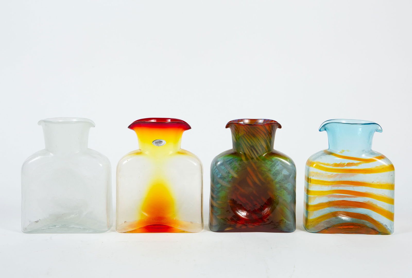 Lot: 4 Blenko Glass Water Bottles- Tangerine, etc. (1 of 7)