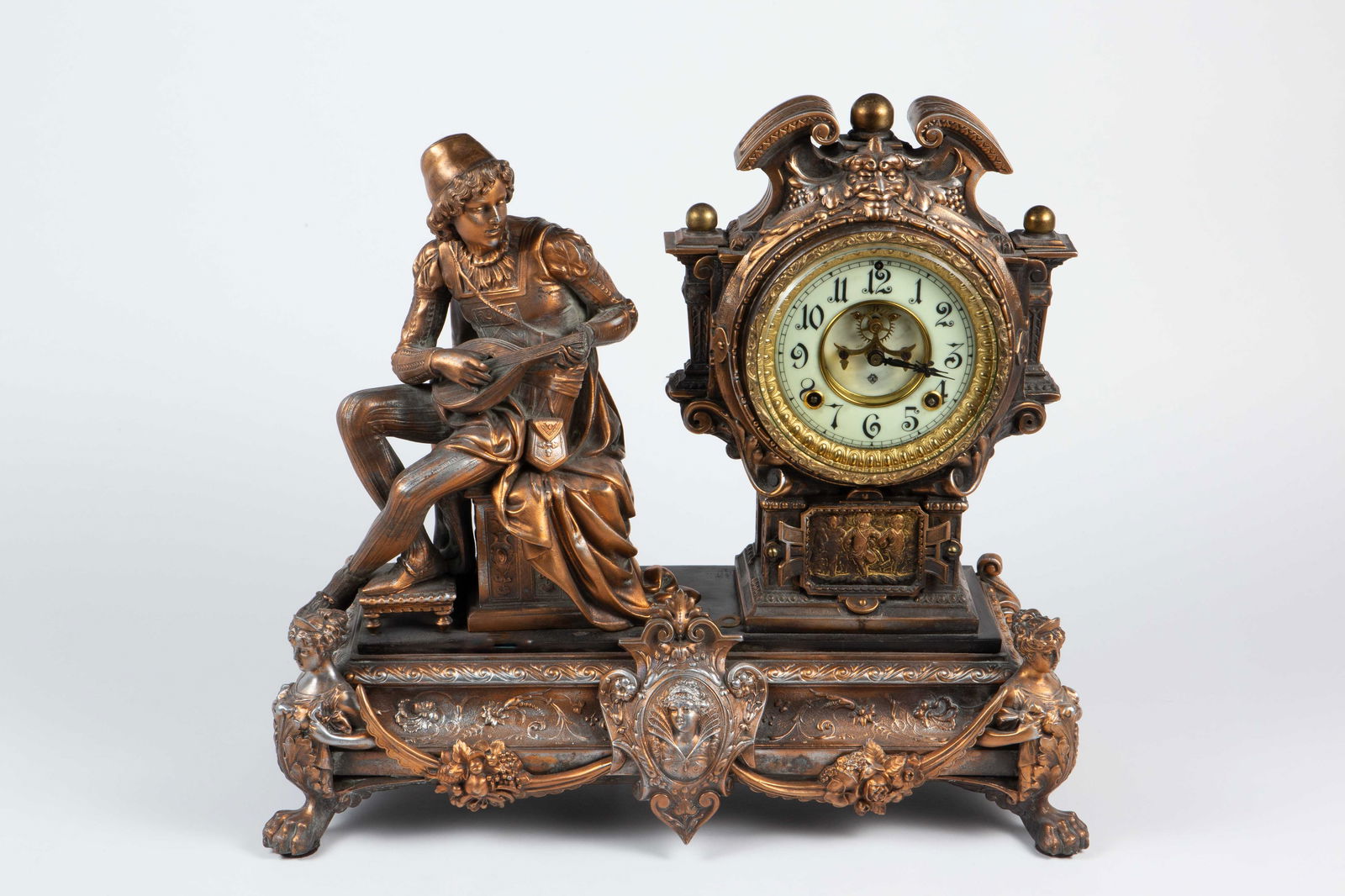 Ansonia Pawfoot Clock w/ Lute Player & Ladies. (1 of 10)