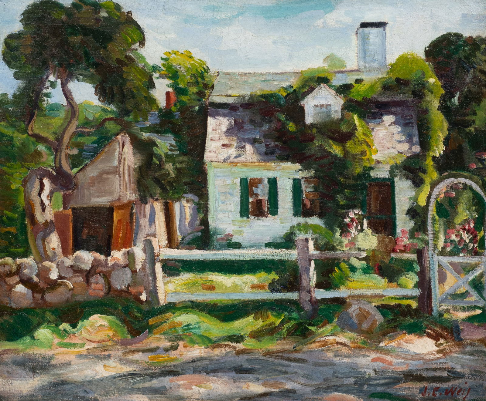 John Ellsworth Weis, Quaint Cottage Painting. (1 of 5)
