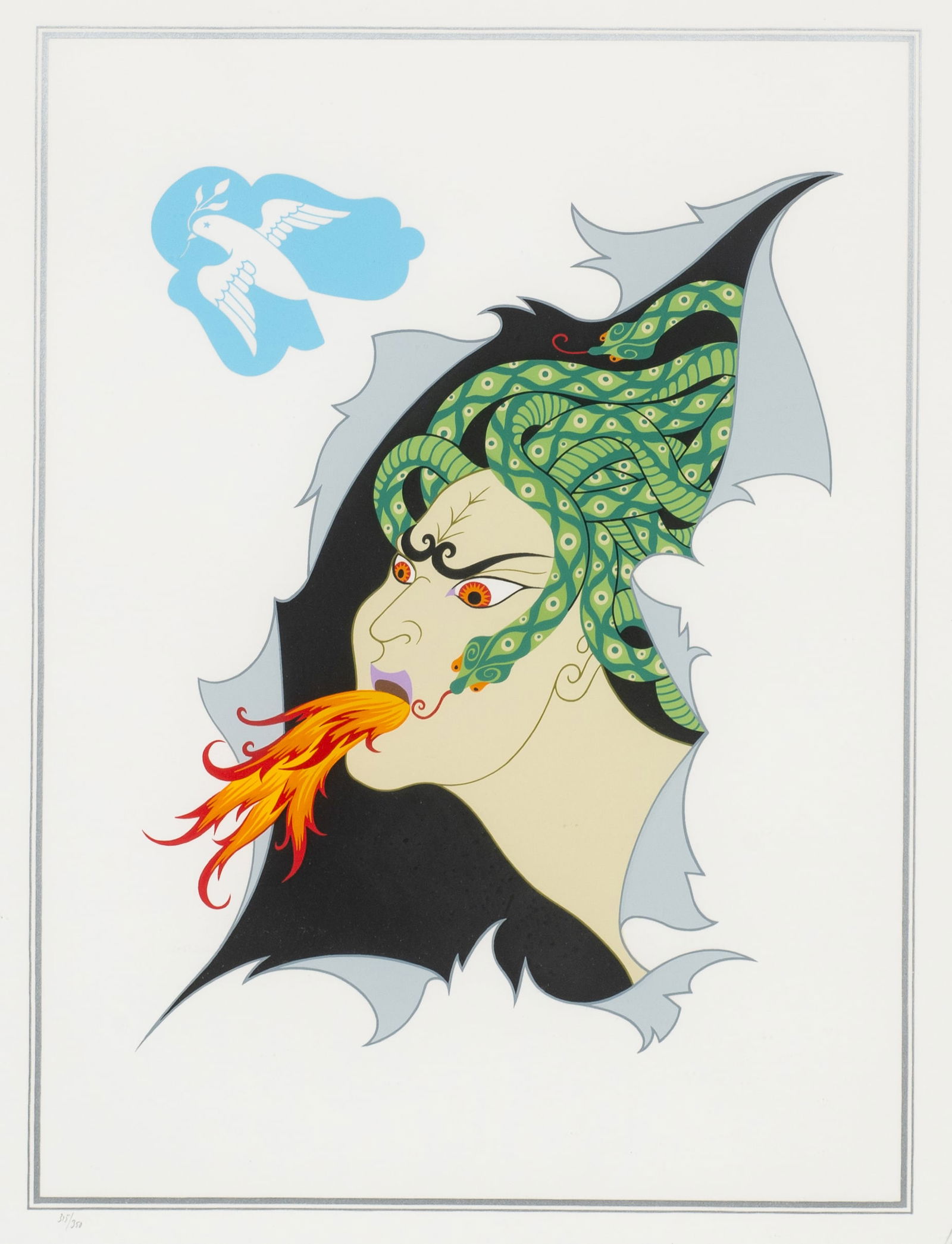 Erte (Romain de Tirtoff) Serigraph, Anger.: Artist(s): Erte (Romain de Tirtoff) (Russian, 1892-1990). From the Seven Deadly Sins series. Medium: Serigraph in colors. Signature(s): Pencil signed and numbered (315/350) in its lower margin. Paperw