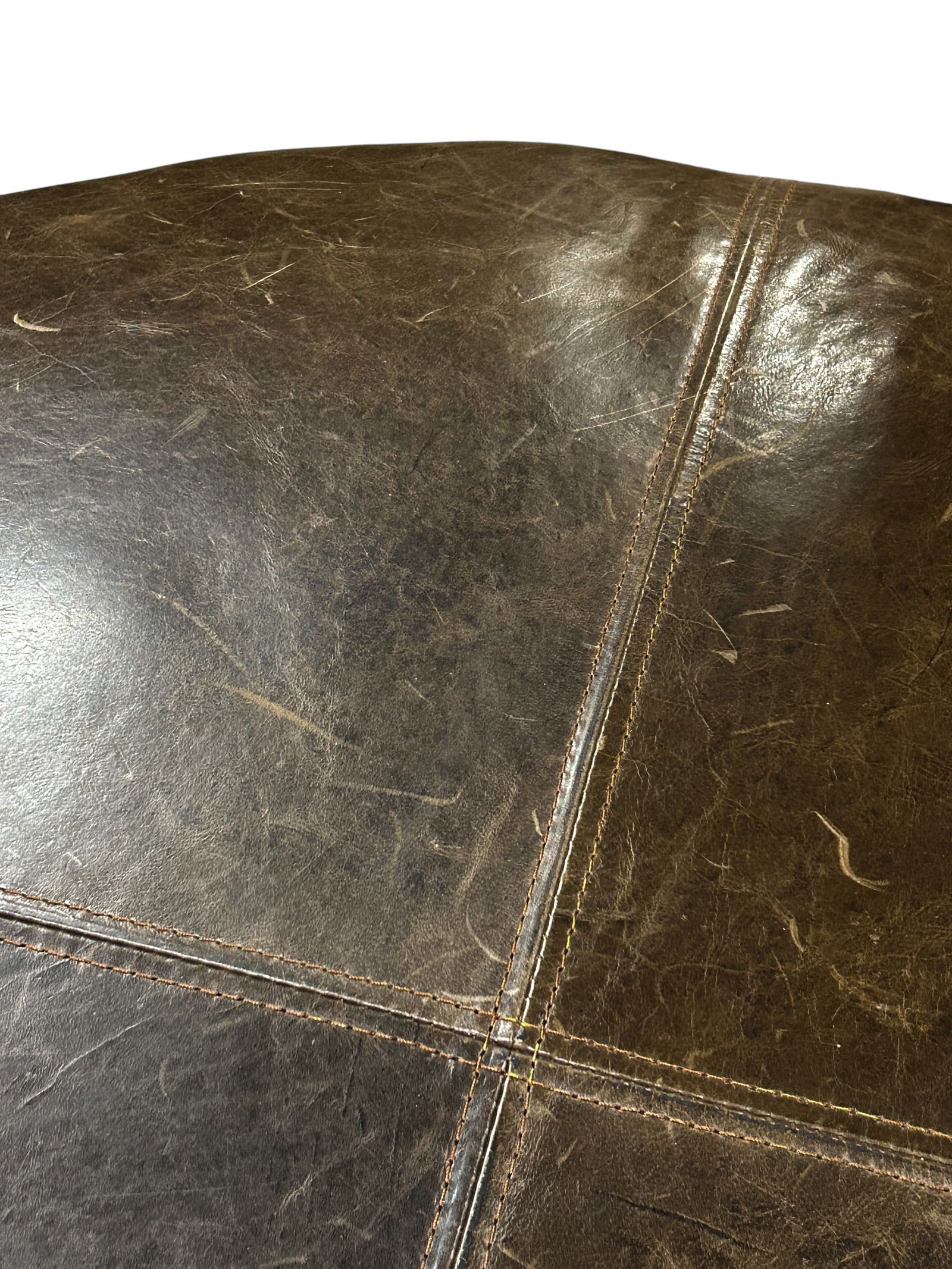Restoration Hardware Leather Ottoman. - 3
