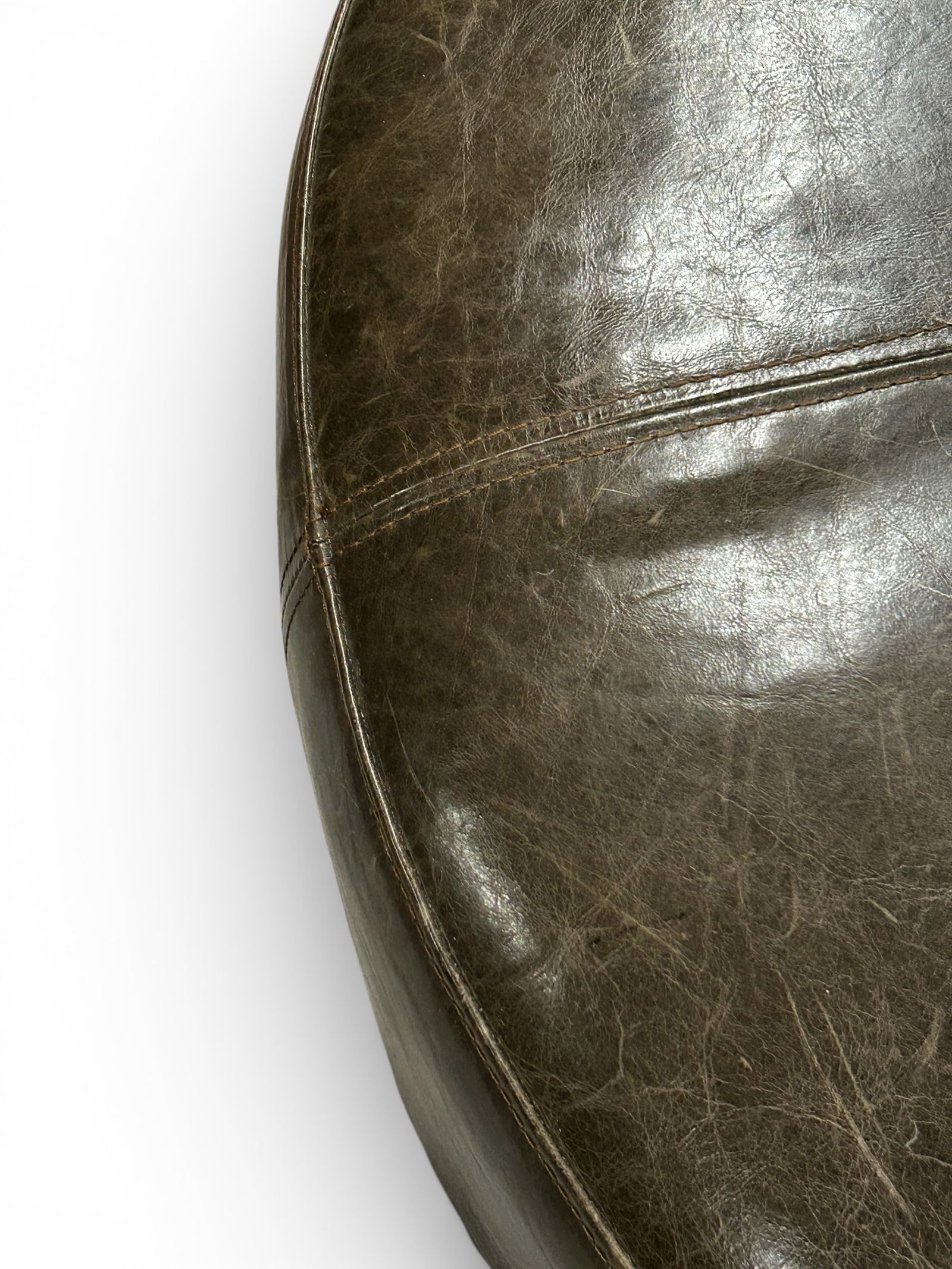 Restoration Hardware Leather Ottoman. - 4